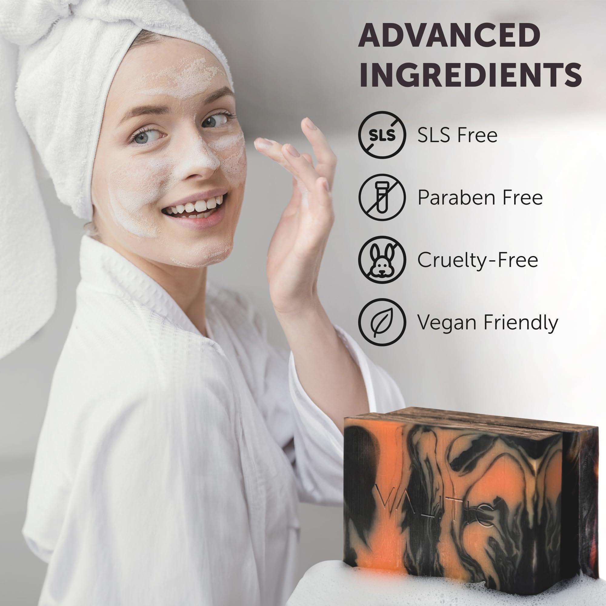 VALITIC VALITIC Charcoal Kojic Acid Turmeric Black Soap Bar Dark Spot Remover for Body or Face Wash - 4 Pack