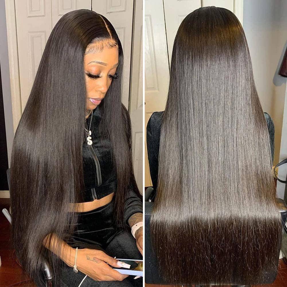 Hermosa Hermosa 220% Density HD Transparent Lace Front Wigs Human Hair for Women 12A Brazilian Straight 13x4 Human Hair Lace Front Wigs Pre Plucked with Baby Hair Natural Hairline 26 inch