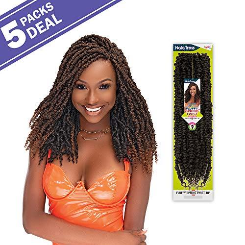 JANET COLLECTION BRAIDS MULTI PACK DEALS! Janet Collection Crochet Braids Nala Tress Fluffy Spring Twist 18" (5-PACK, 2)