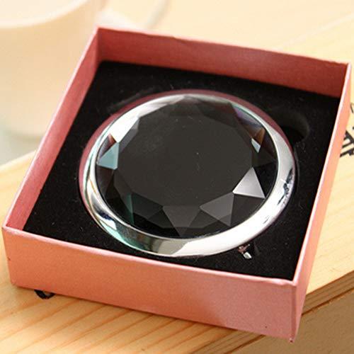 dealcase Dealcase Jeweled Compact Vanity Mirror, Beautiful, Pretty, Shiny Silver Metal With Large Mirrored Rhinestone Attached, For Women, Girls, Gifts, Travel 1pc (Black)