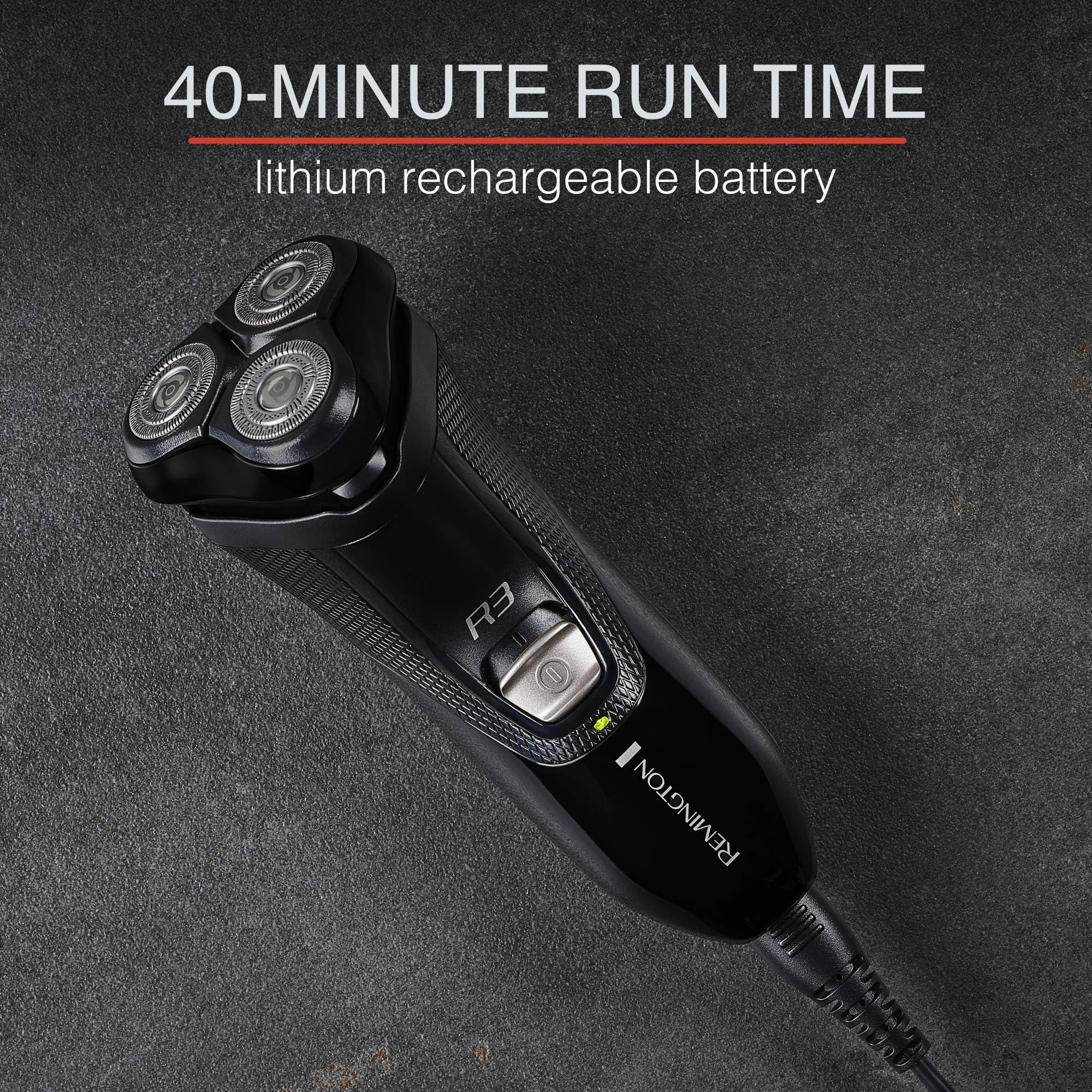 Remington Remington R3 Style Series Rotary Shaver for Men, Flexing Technology and Sensitive Skin Comfort, Rechargeable Wet or Dry Electric Shaver with Pop Up Trimmer and Stubble Attachment