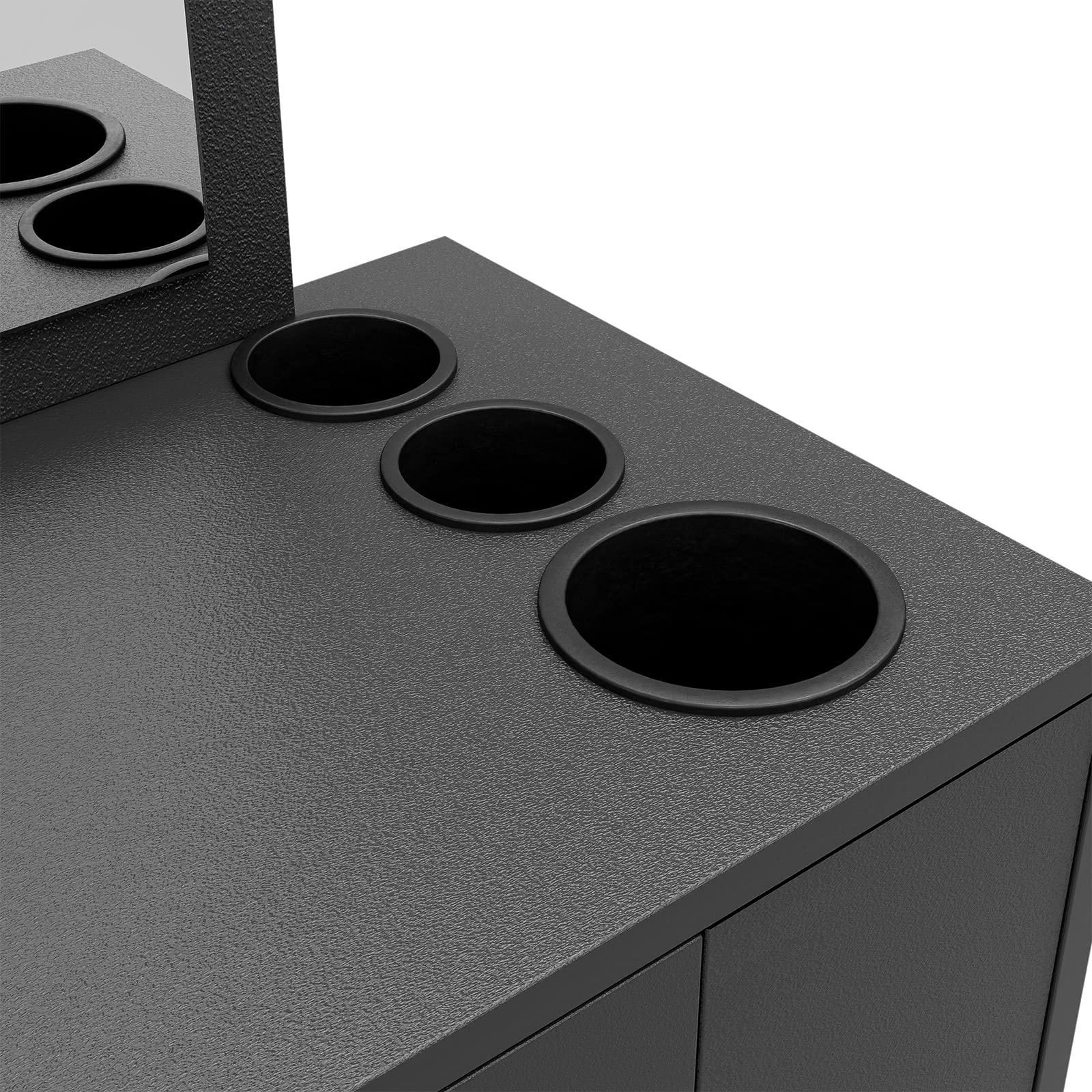 Belandi Belandi Wall Mount Salon Station Barber Stations Styling Station with Mirror Drawer Storage Cabinet Spa Salon Equipment(Black)