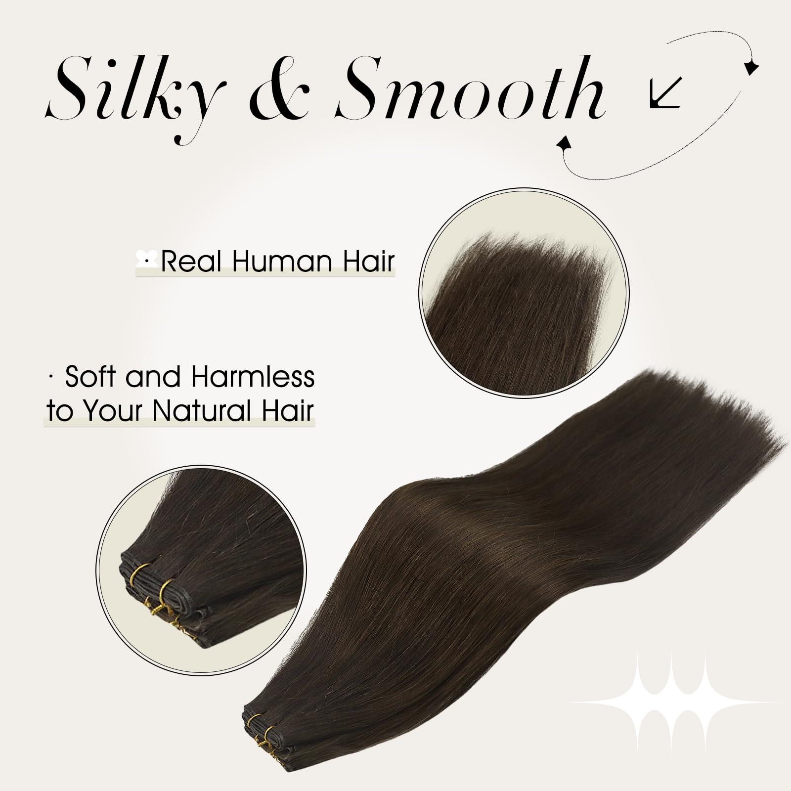 Full Shine Full Shine Hand Tied Weft Hair Extensions for Fashion Women and Straight Remy Hair Weft Extensions Sew in Weft Hair Extensions Full Head