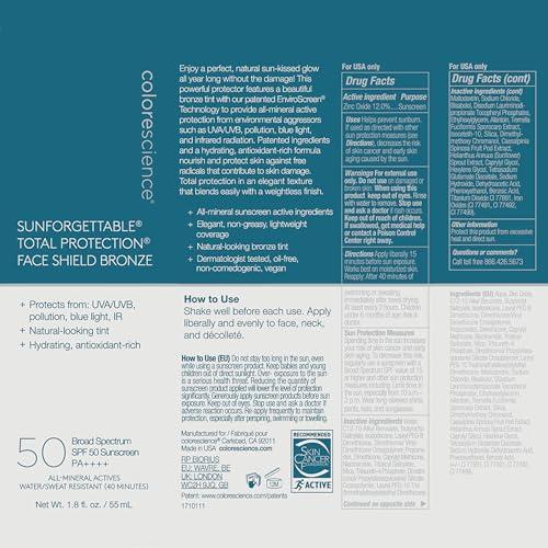 Colorescience Colorescience Sunforgettable Total Protection Face Shield Bronze SPF 50, 1.8 Fl Oz