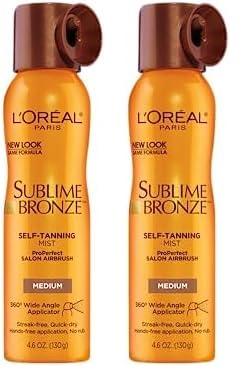LOral Paris L\'Oreal Paris Sublime Bronze Self Tanning Mist, Medium to Natural Spray Tan, 4.6 oz (Pack of 2)