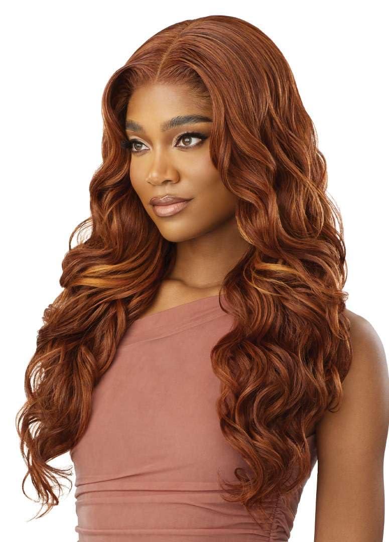Outre Outre 5X5 Lace Closure Wig - Human Hair Blend - Glam Curls 24\" (GINGER COPPER KISS)