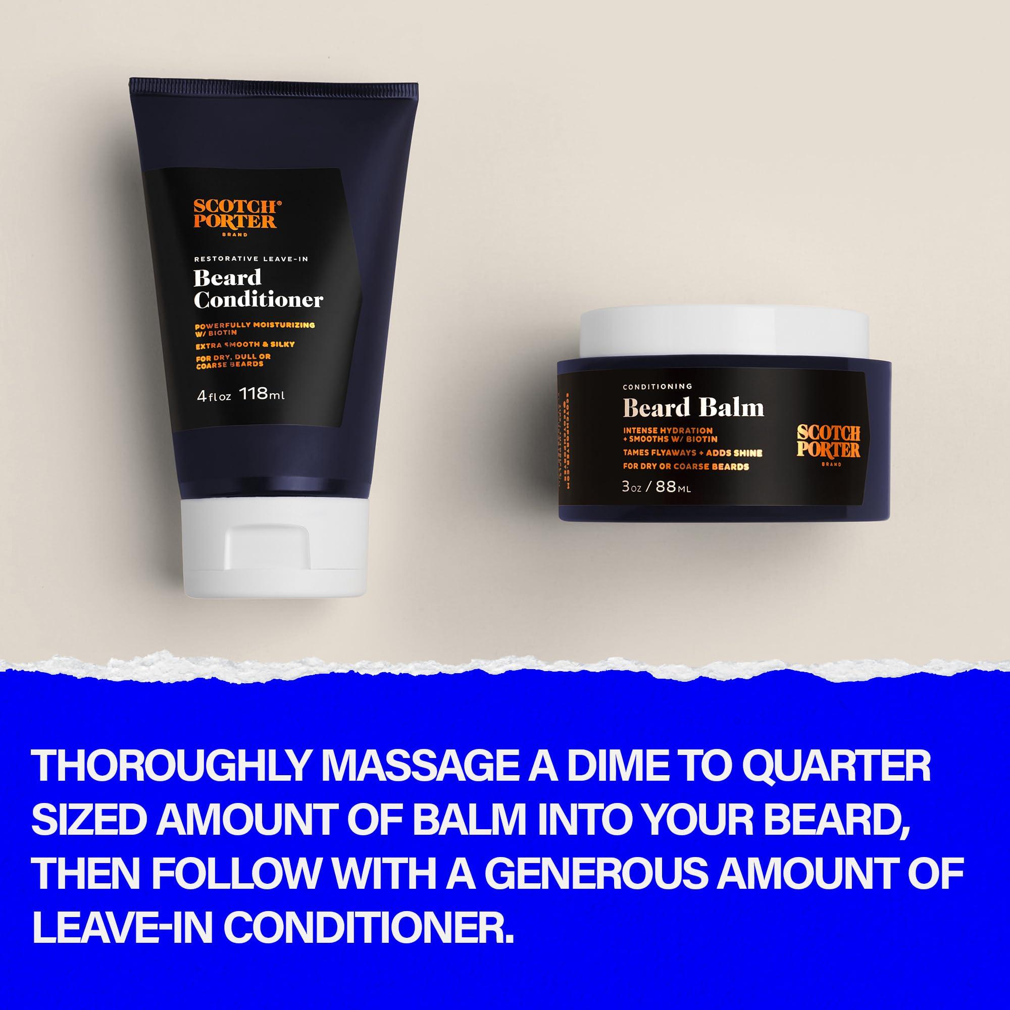 Scotch Porter Scotch Porter Conditioning Beard Balm & Leave-In Conditioner Smooth & Hydrate for a Fuller, Healthier-Looking Beard Original Scent, Two Pack