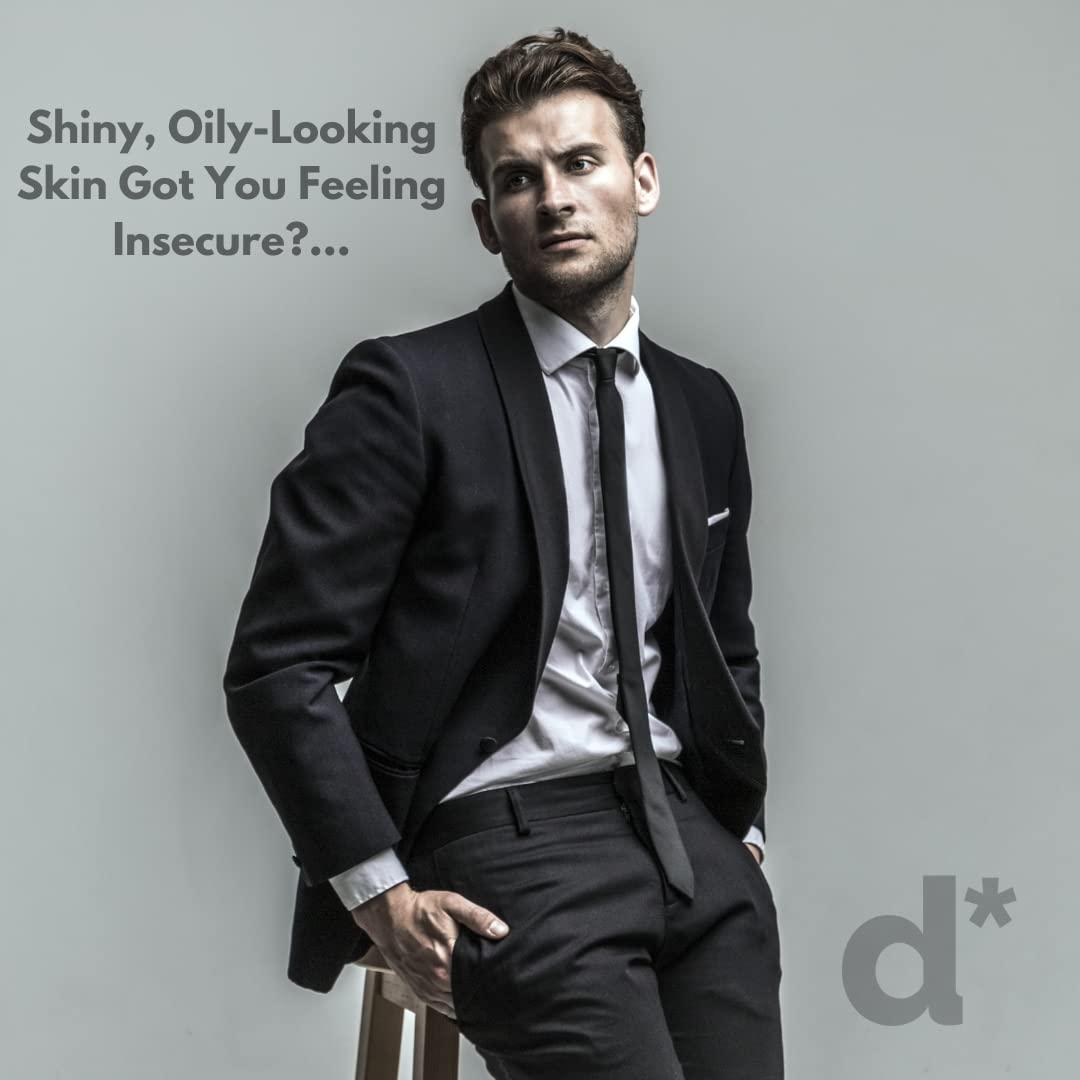 d*shine Mattifying Moisturizer For Men with Oil Control - Matte Finish Anti-shine Lotion - Oil Free Mattifying Face Moisturizer - 8 Hr Mattifying Moisturizer - Light, Quick Absorb, Non-Greasy Facial Lotion
