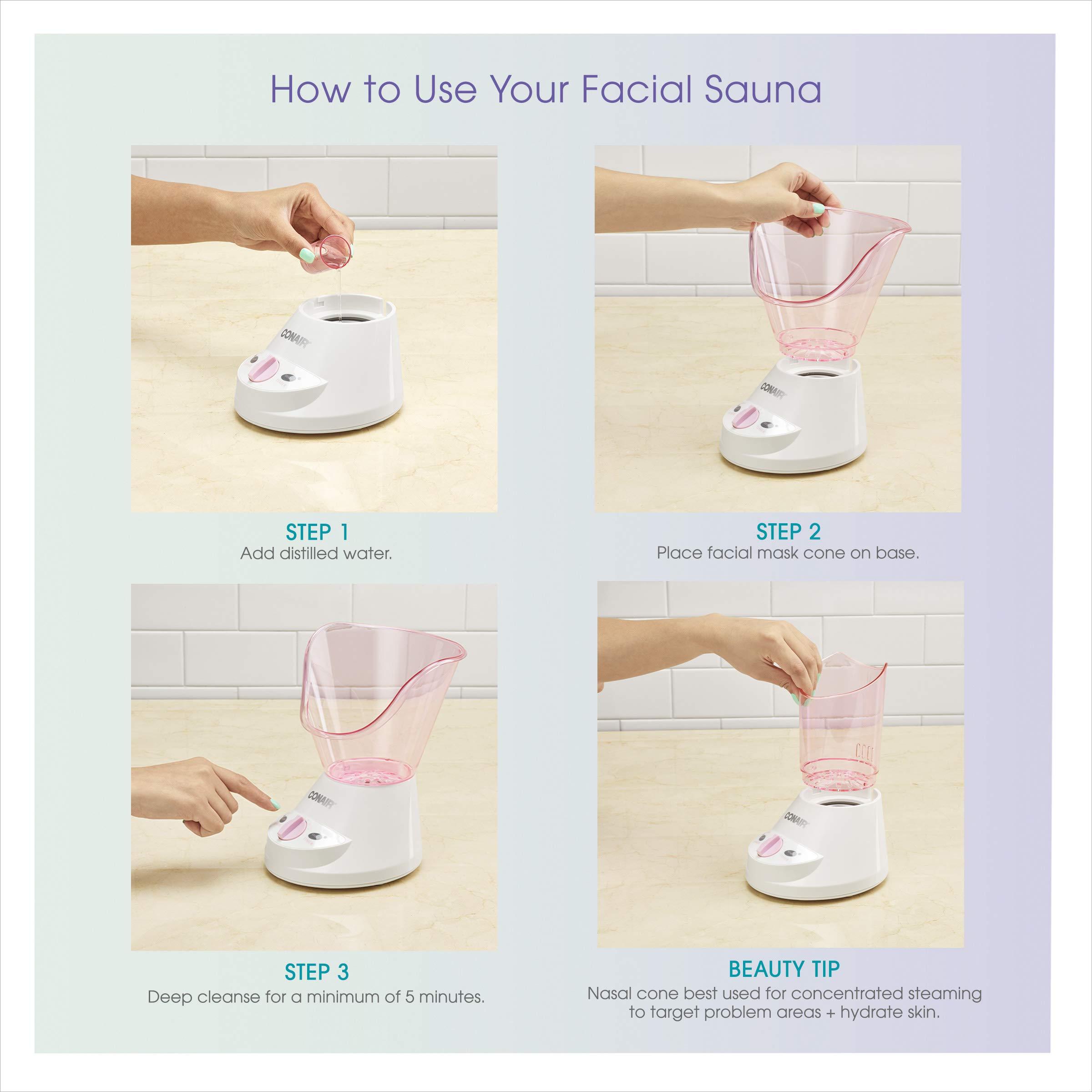 Conair True Glow by Conair Gentle Mist Moisturizing Facial Steamer with Cleansing Brush