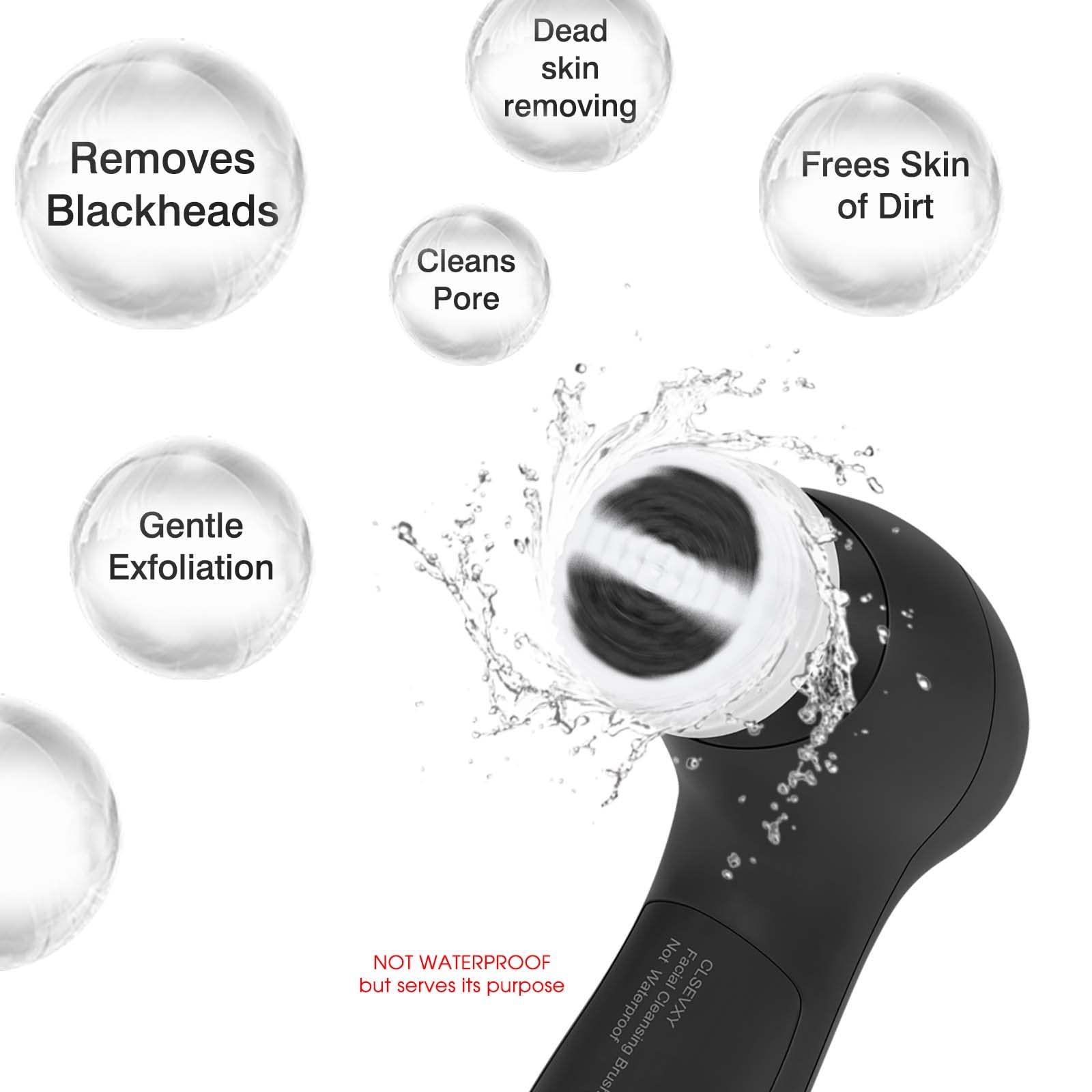 CLSEVXY Facial Cleansing Brush Face Scrubber: CLSEVXY Electric Face Spin Cleanser Brushes with 7 Brush Heads for Deep Cleansing, Gentle Exfoliating, Removing Blackhead, Massaging