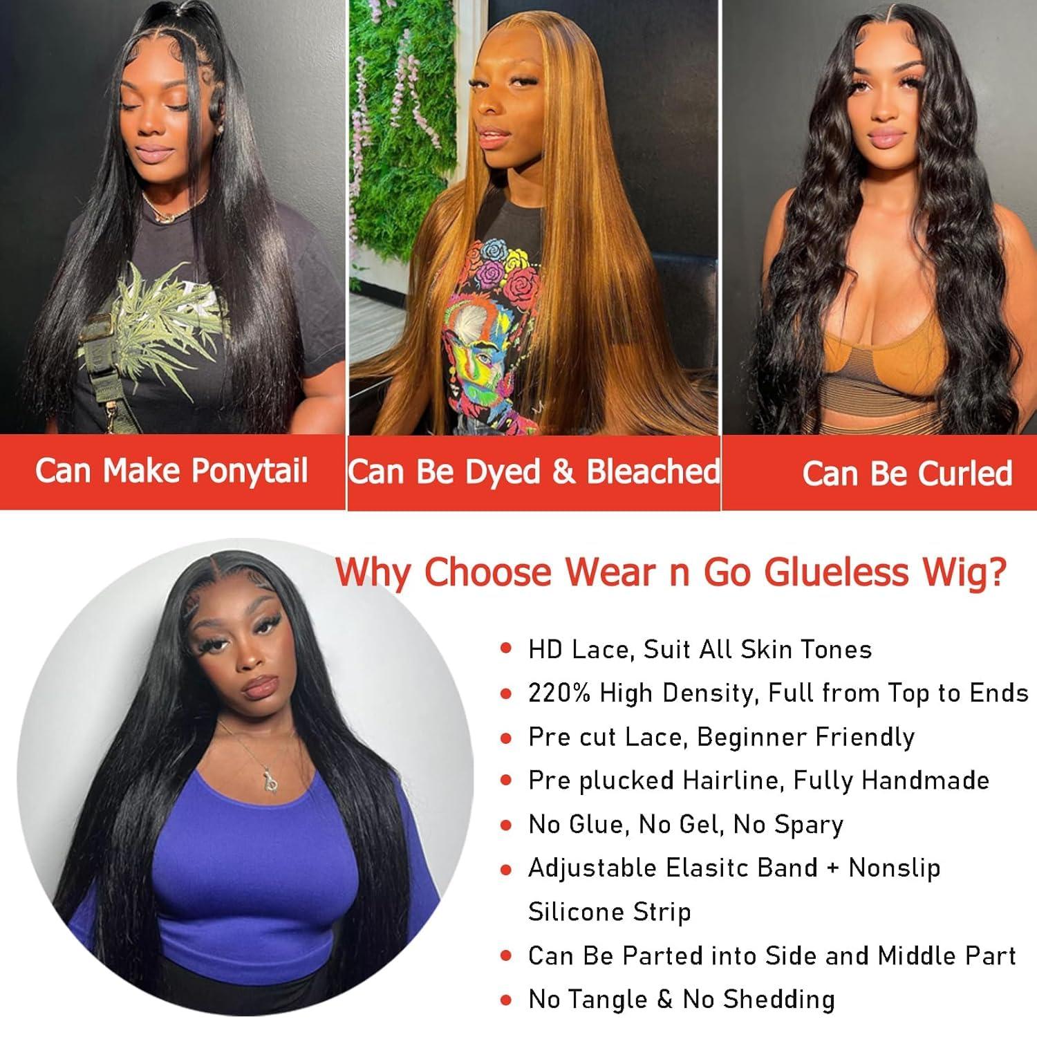 THTOIR THTOIR Wear and Go Glueless Wigs Human Hair Pre Plucked Pre Cut 5x5 HD Lace Front Wigs Human Hair 200% Straight Human Hair Lace Front Wigs for Women 22inch