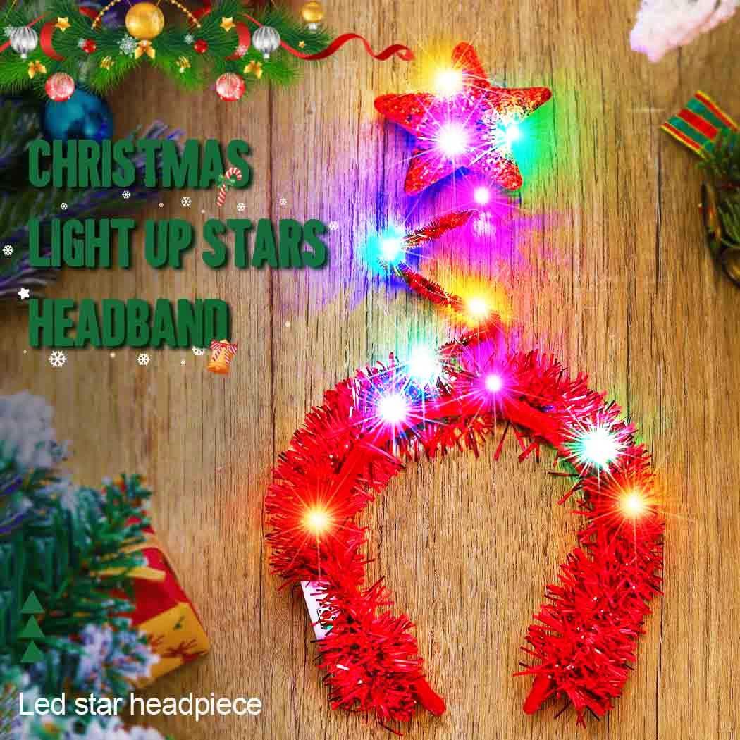 BARTOSI BARTOSI Light up Stars Headband LED Star Headpiece Christmas Hair Accessories for Women
