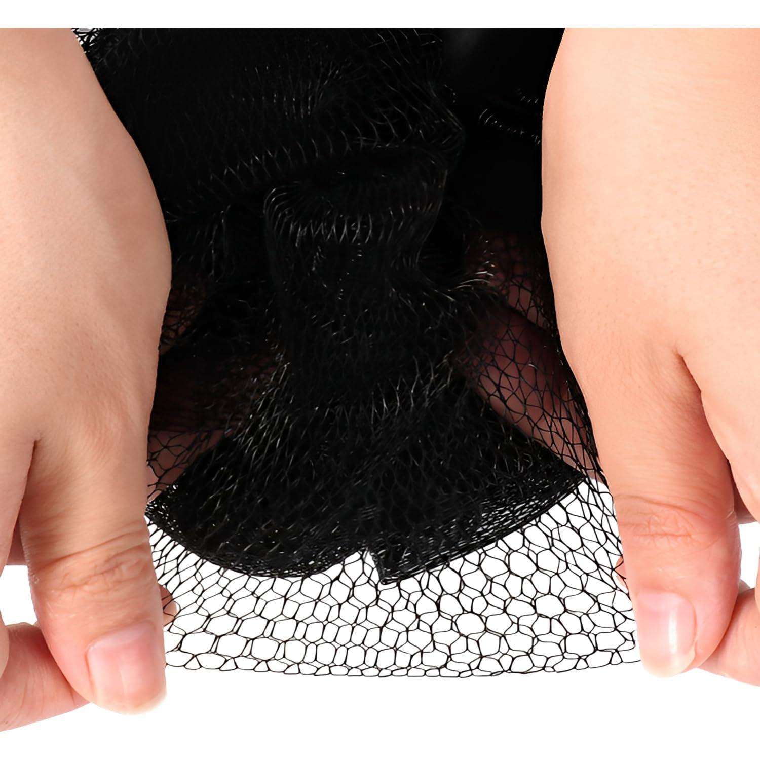 SEVENHEAD SEVENHEAD Bath Sponge Shower Loofahs, Black, 50g/Piece, Mesh Pouf Bath Scrunchies Body Wash Puff(Set of 4)