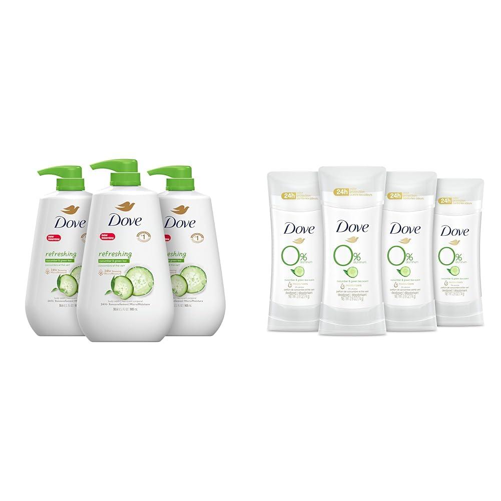 Dove Dove Body Wash with Pump Refreshing Cucumber and Green Tea Refreshes Skin Cleanser & 0% Aluminum Deodorant 24 Hours Odor Protection Cucumber and Green Tea