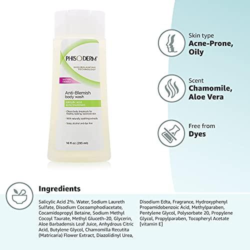 Phisoderm Phisoderm Anti-Blemish Body Wash for Acne, 10 fl oz Bottle (Pack of 2)