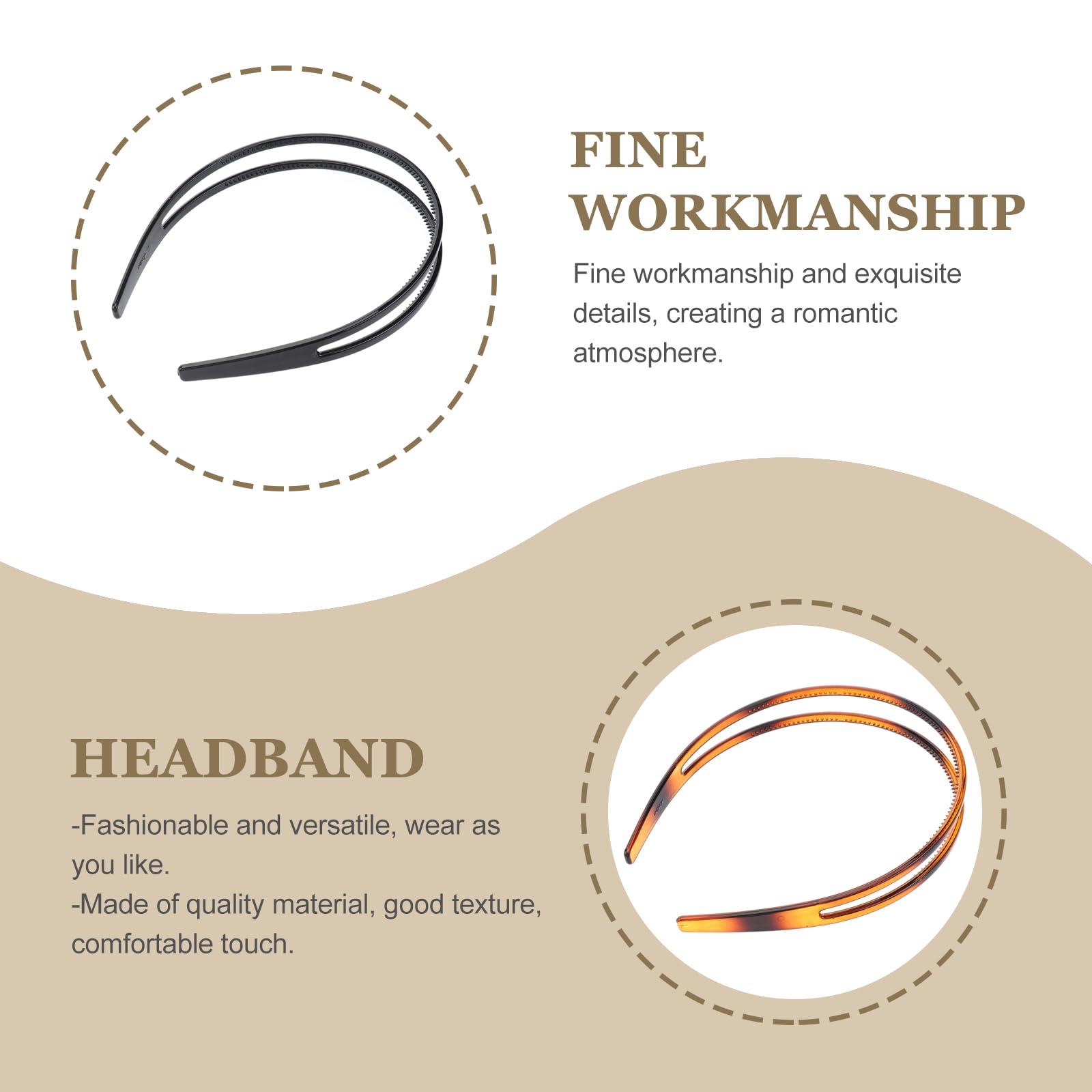 minkissy minkissy 2pcs Toothed Headbands Plastic Hair Band Anti-slip Hair Hoop Daily Headpiece for Women Girls