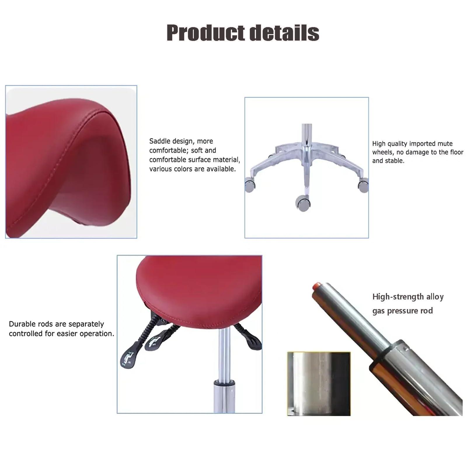 SFKLYU SFKLYU Saddle Stool Ergonomic Saddle Chair with Back Support, Microfiber Leather Seat Saddle Stool Height Adjustable for Salon Massage Dental Clinic,P27