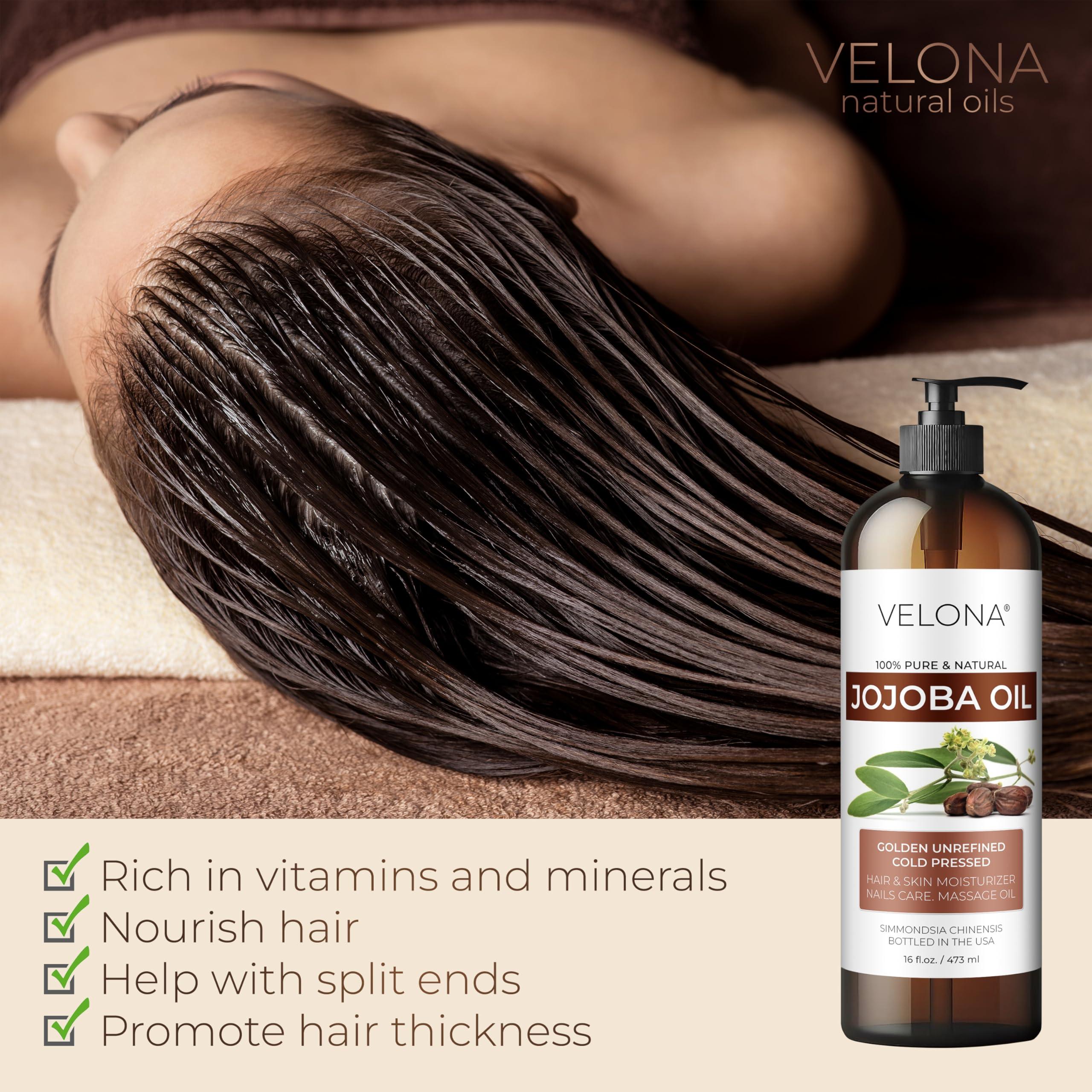 velona Jojoba Oil - 64 oz | 100% Pure and Natural | Golden, Unrefined, Cold Pressed, Hexane Free | Moisturizing Face, Hair, Body, Skin Care, Stretch Marks, Cuticles