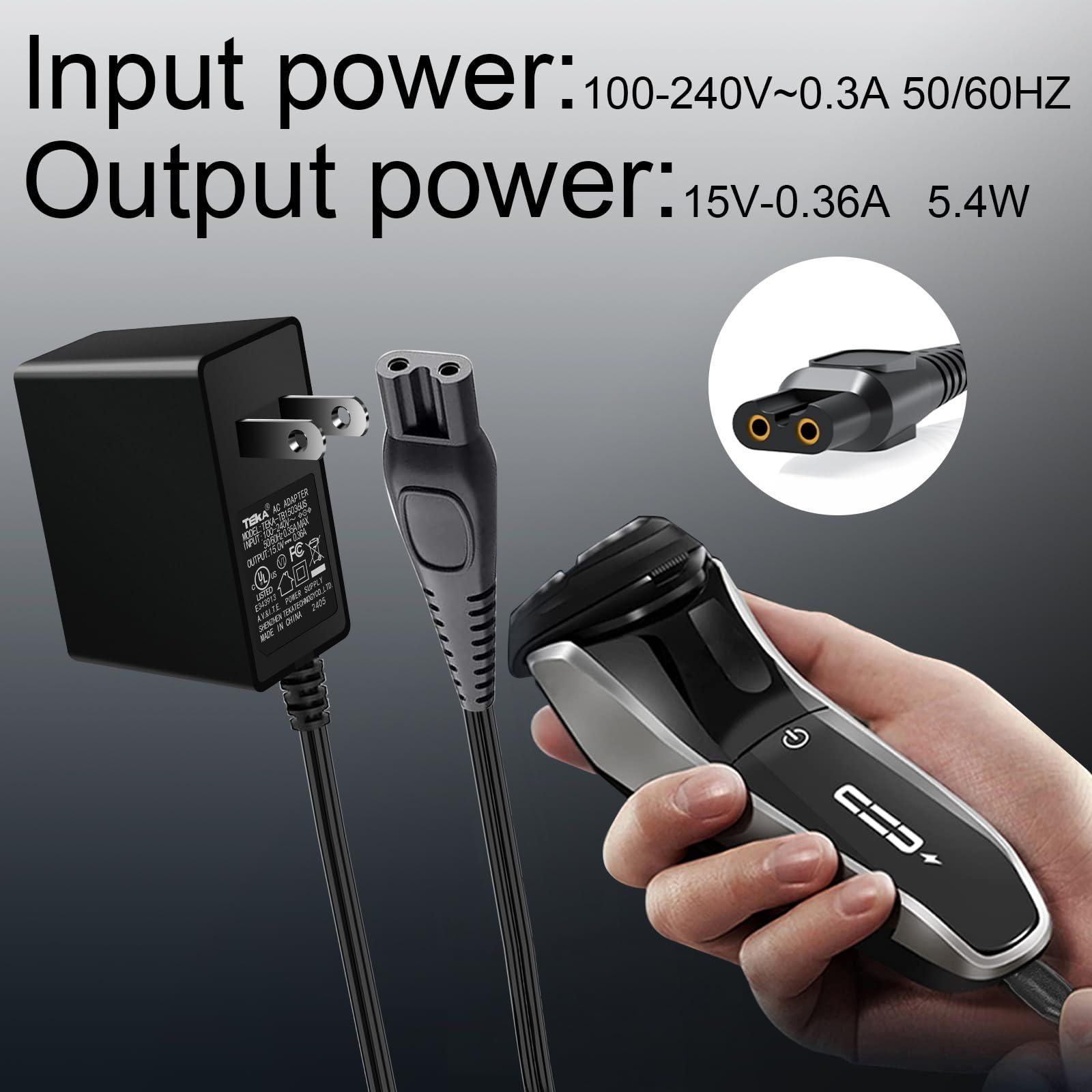 Jewaytec Charger for Philips-Norelco-HQ8505 Norelco 7000 5000 3000 9000 Series Electric Shaver Razor, Aquatec, Arcitec, Multigroom Beard Trimmer & More 15V AC Adapter Power-Supply Cord by Jewaytec