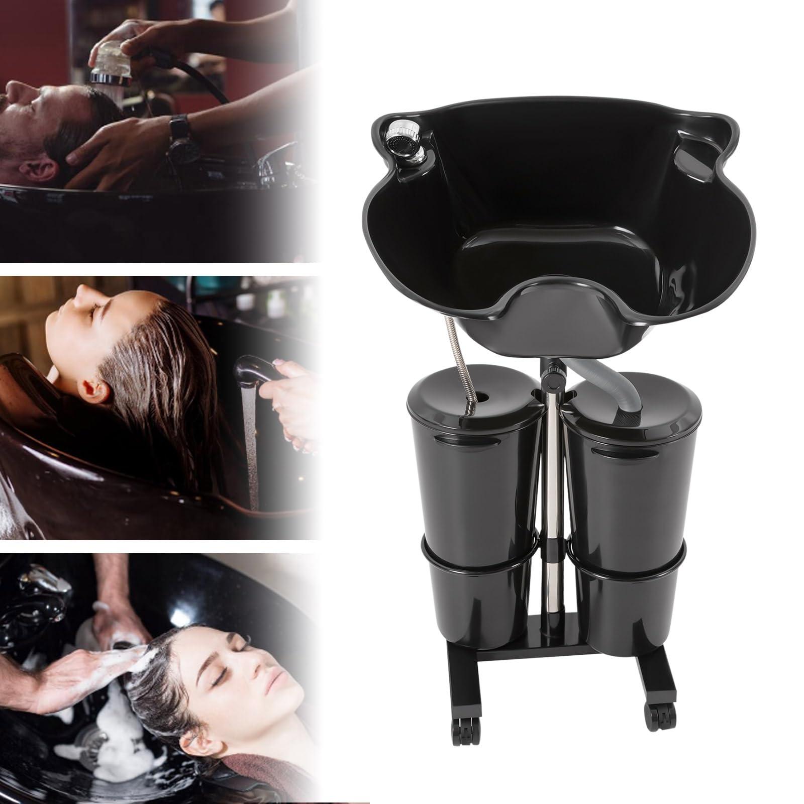 TFCFL Portable Shampoo Bowl Salon Sink with Electric Pump and Drain, Hair Washing Basin Height Adjustable Barber and Stylist Hair Salon Accessories