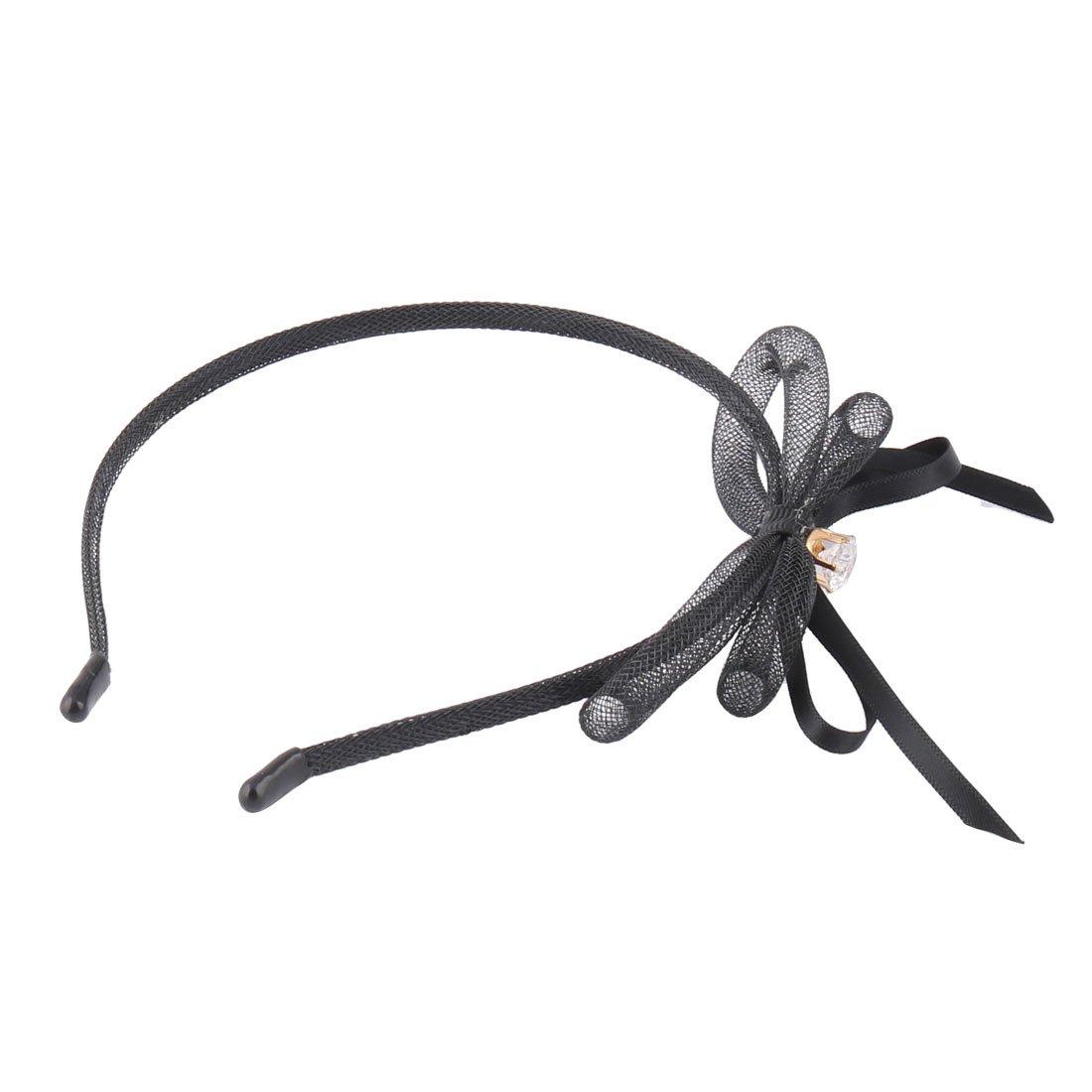 Generic Qtqgoitem Plastic Alloy Girls Bowknots Diamond Decor Hair Hoop Headband Black (Model: 2f1 633 112 2b2 941)