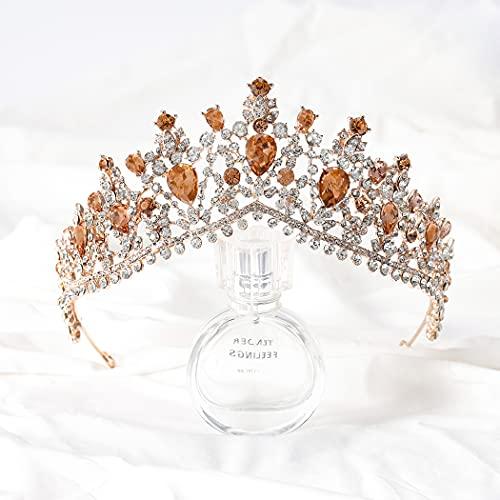 Fdesigner Fdesigner Baroque Wedding Crown and Tiaras Crystal Bride Tiaras Queen Bridal Crowns Pageant Headpieces for Women and Girls