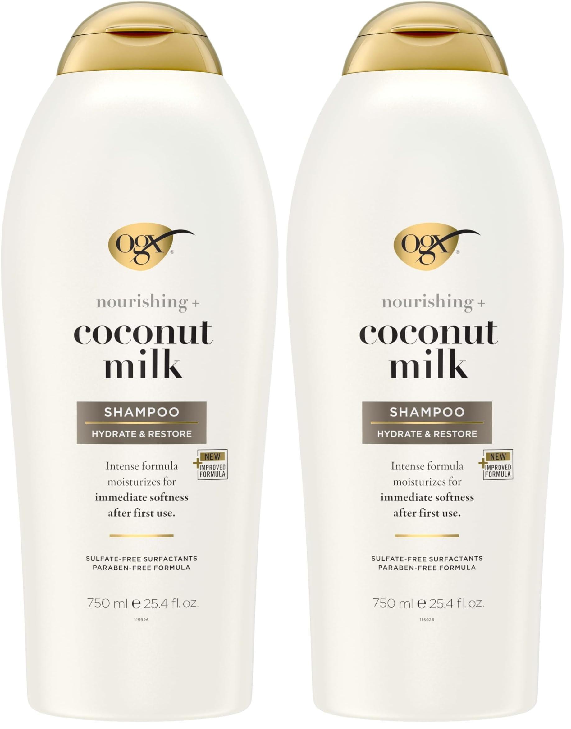 OGX OGX Nourishing Coconut Milk Shampoo for Strong, Healthy Hair - With Coconut Oil, Egg White Protein, Sulfate & Paraben-Free - 25.4 fl oz (Pack of 2)