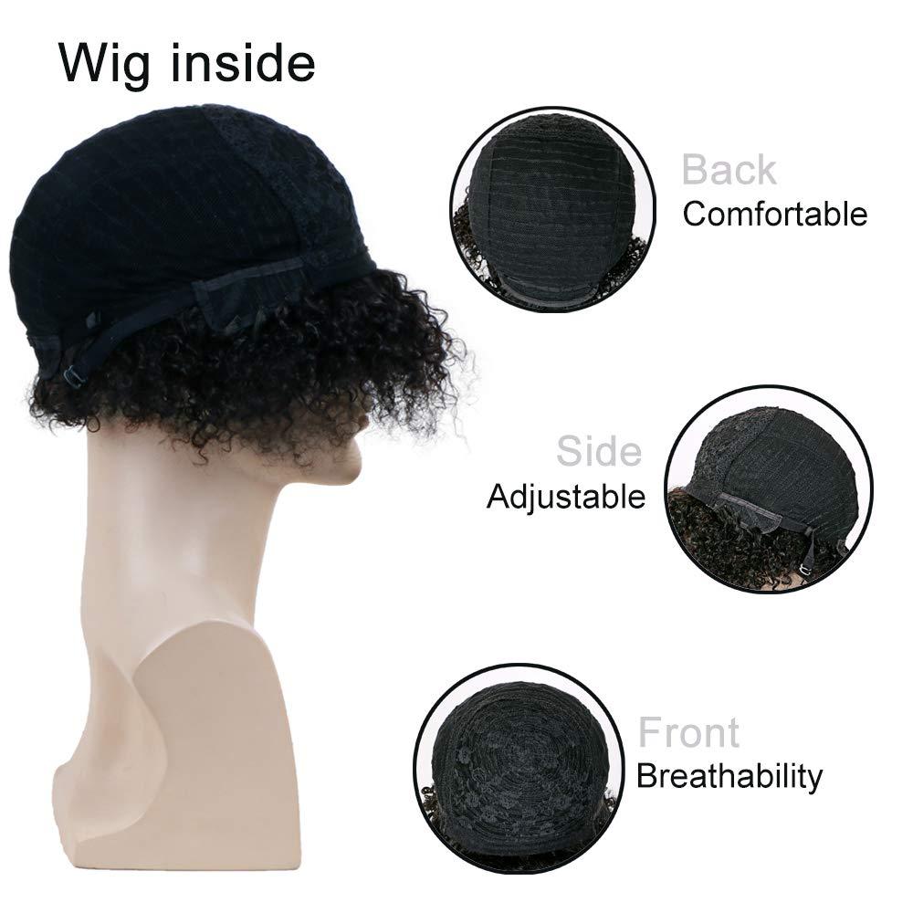 BECUS BECUS 8inch Afro Wig for Black men Short Kinky Curly 100% Human Hair Wigs for Black Men Short African American Male Afro Wig (Natural Spiral Black #1B)
