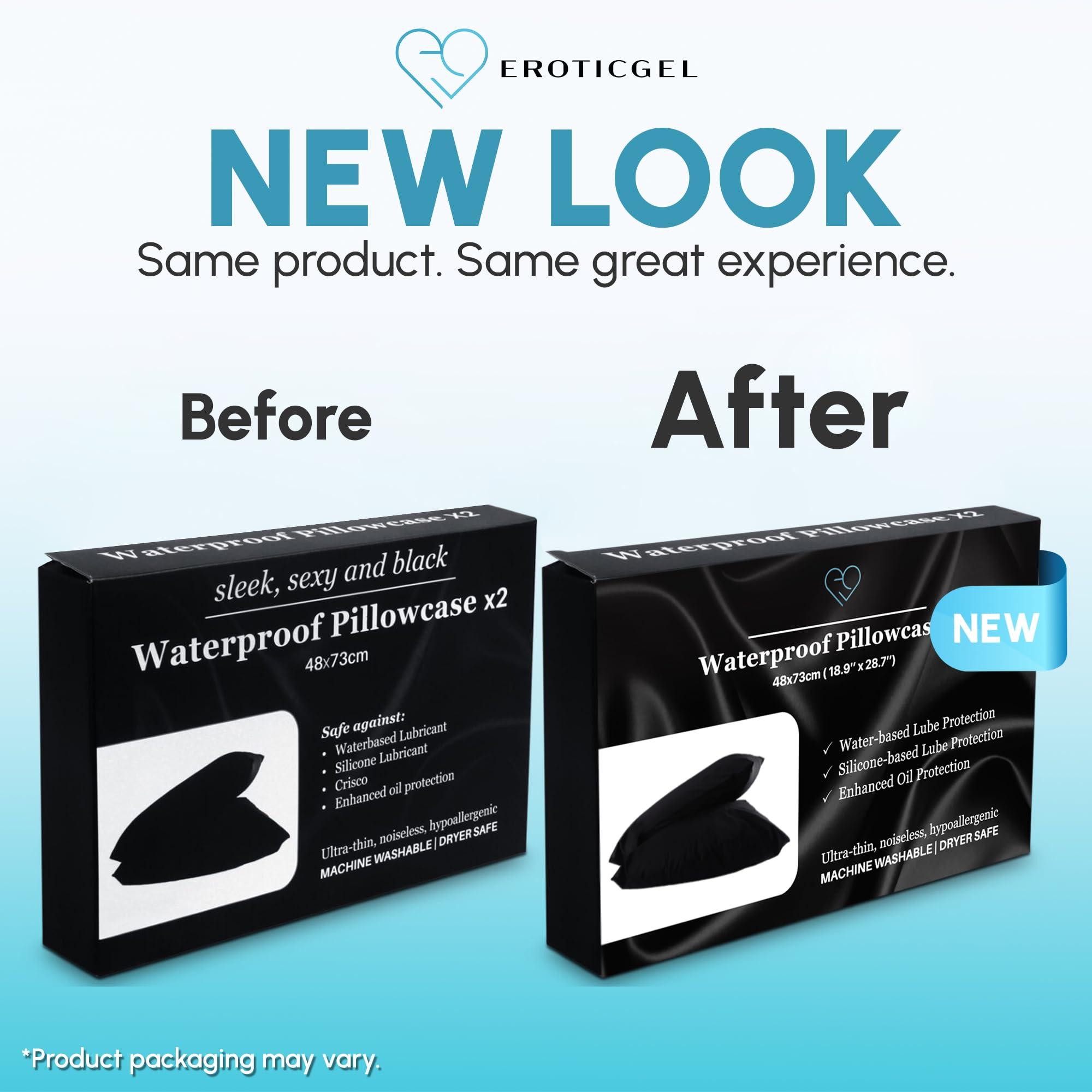 EROTICGEL Waterproof Pillowcase 48cm x 73cm Set of Two Black for Massage with Oil Protection | Maching Washable and Dryer Safe