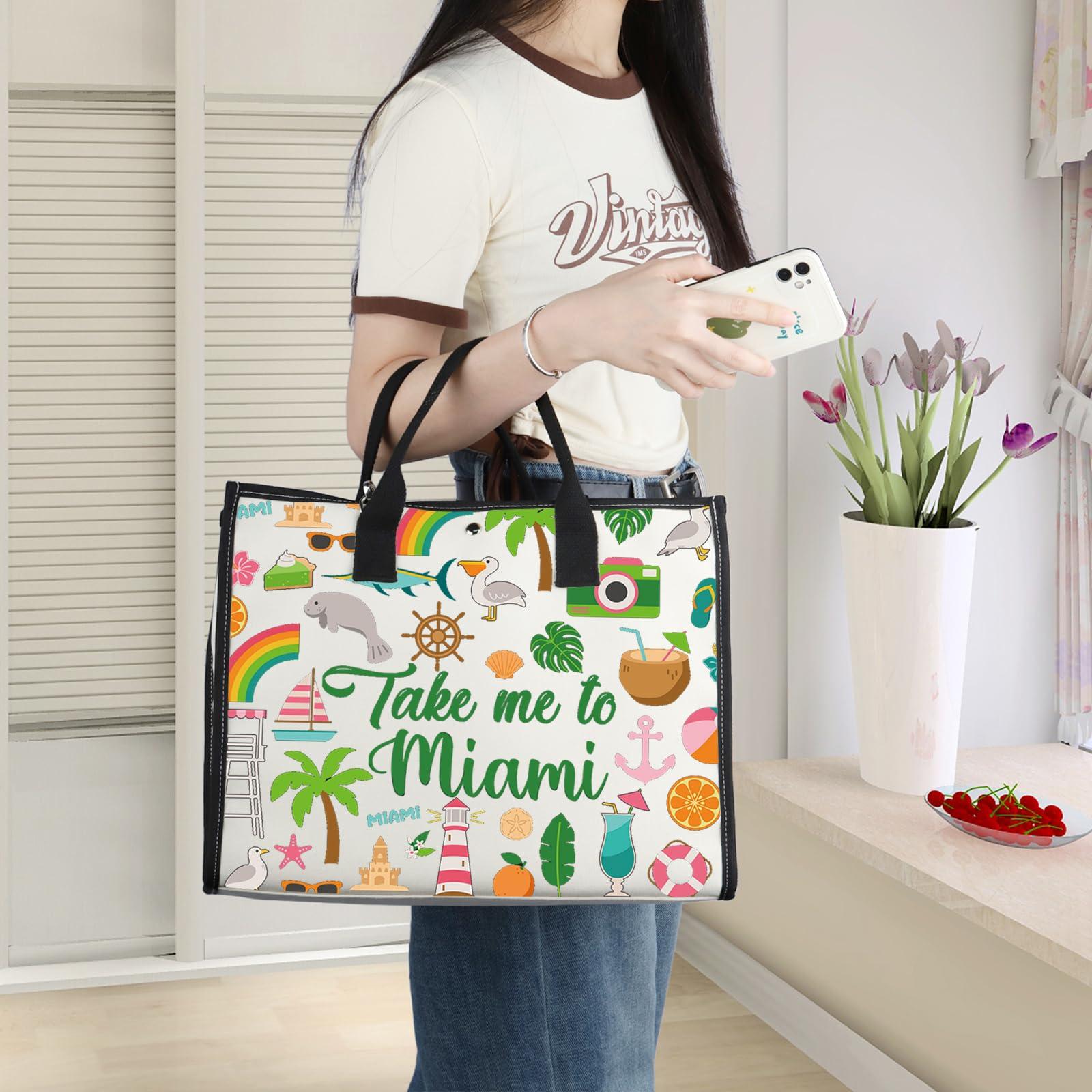 WZMPA WZMPA Miami Florida Travel Cosmetic Bag Miami Souvenir Gifts Take Me To Miam Zipper Pouch Bag Miami City Trip Gift (To Miami-TB)