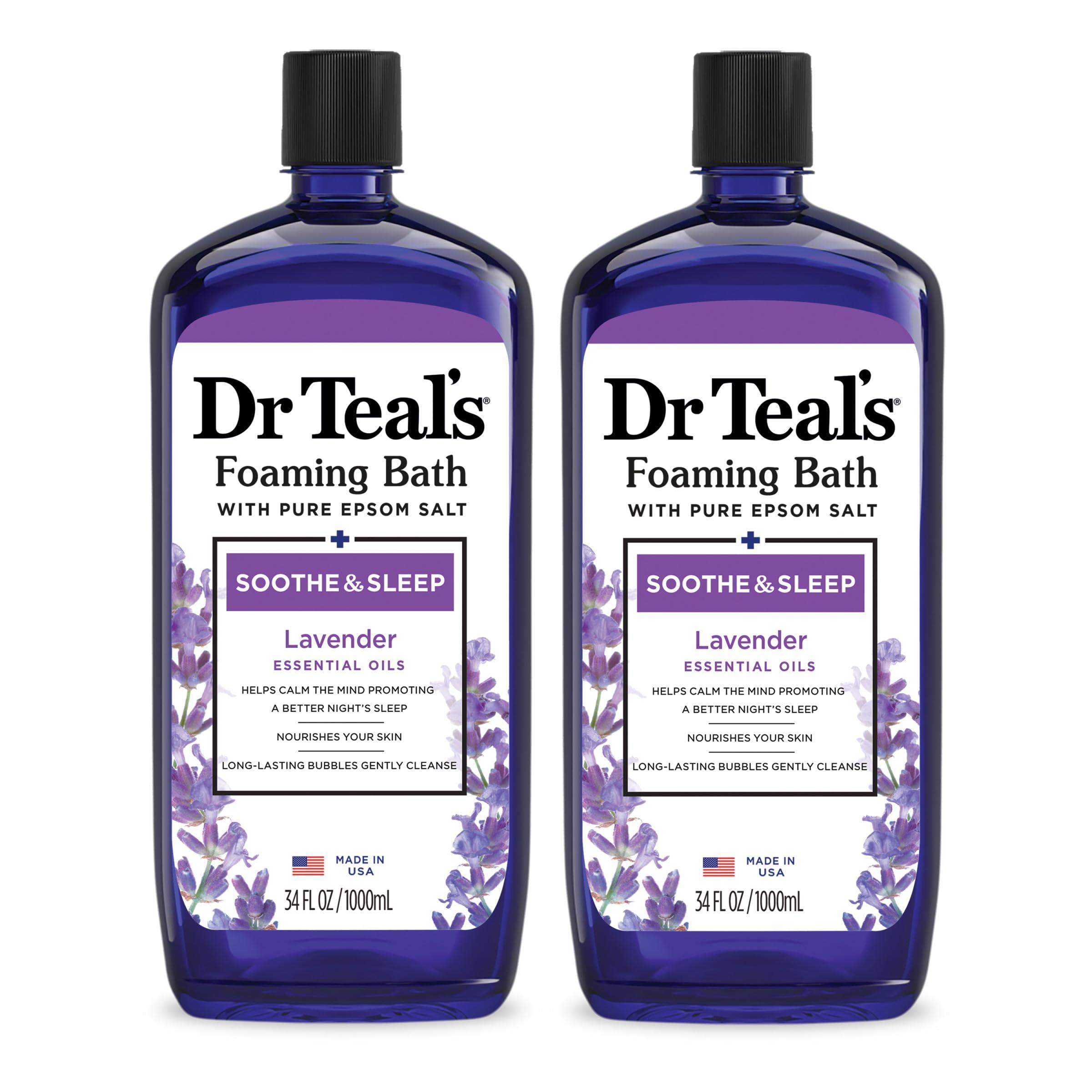Dr Teal's Dr Teal's Epsom Salt Soak & Foaming Bath Bundle with Melatonin & Lavender, 3 lb (Pack of 4) + 34 fl oz (Pack of 2)
