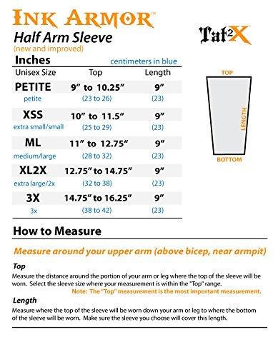 Tat2X Tat2X Ink Armor Premium Half Arm Tattoo Cover Up Sleeve - No Slip Gripper - U.S. Made - Light - XL2X (single half arm sleeve)