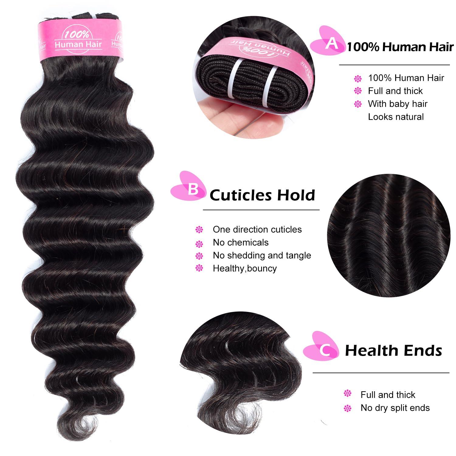 Iwig Iwig Loose Deep Wave Bundles Human Hair 14 16 18 Unprocessed Virgin 3 Bundles Brazilian Wet and Wavy Loose Deep Curly Wave Human Hair Weave Bundles Natural Black