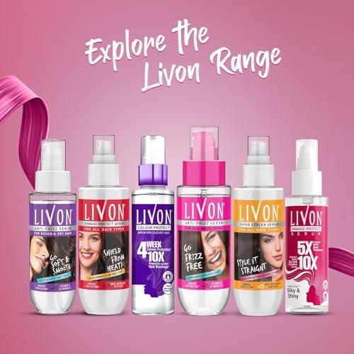 Livon Livon Hair Serum for Men & Women | Frizz-free, stronger and shinier hair | Sulphate & Paraben free| For All Hair Types | Lightweight & Non Greasy | Enriched with Argan Oil & Vitamin E | 3.3 Fl.Oz