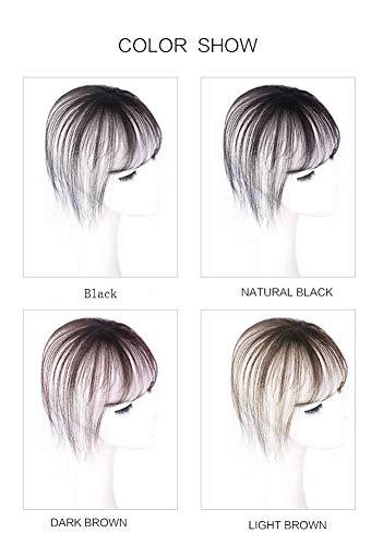 RemeeHi Human Hair Bangs with Top Piece Clip in Seamless Topper&Fringe Extension Hand Made Light Brown