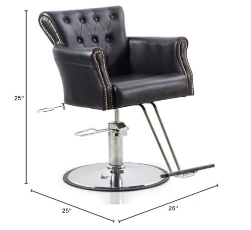 NinthAvenue Basics Salonsunny Black Round Base Hydraulic Pump Salon Styling Chair Heavy Duty Salon Chair All Purpose Multi-Function Professional Cutting Chairs