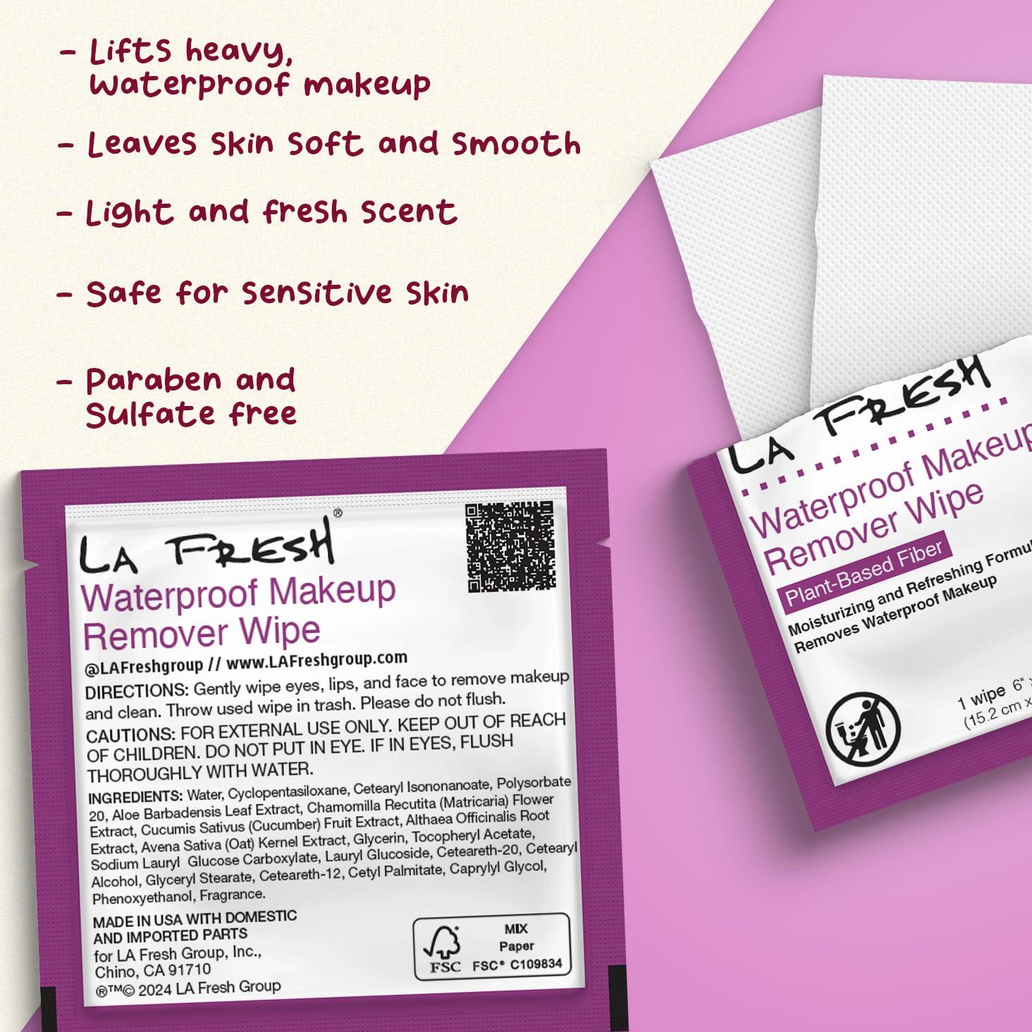 La Fresh La Fresh 24/7 Makeup Remover Wipes, Easily Remove Waterproof Makeup and Moisturizing, Pack of 50 Individually Wrapped Wet Wipes, Skincare Travel Essentials