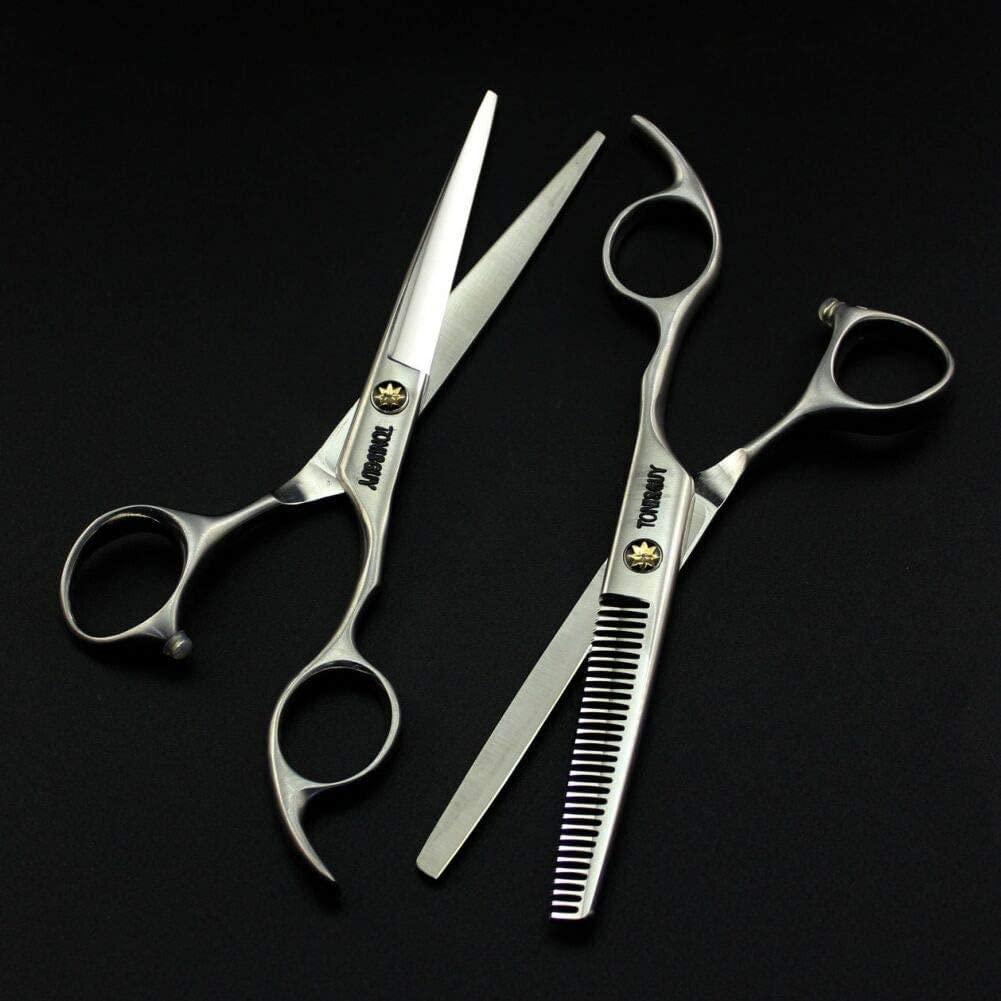 RomildaYuan Hairdressing Scissors Professional Hair Scissors,Straight Cut + Hair Thinning Scissors Hair Scissors Men Professional for Women,Silver