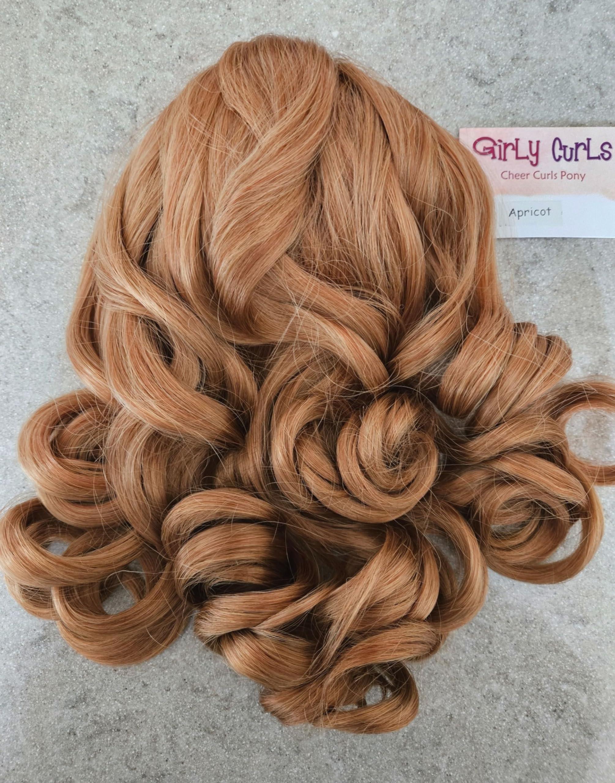 Girly Curls Girly Curls Curly Cheerleader Hairpiece for Cheer and Dance… (Apricot)