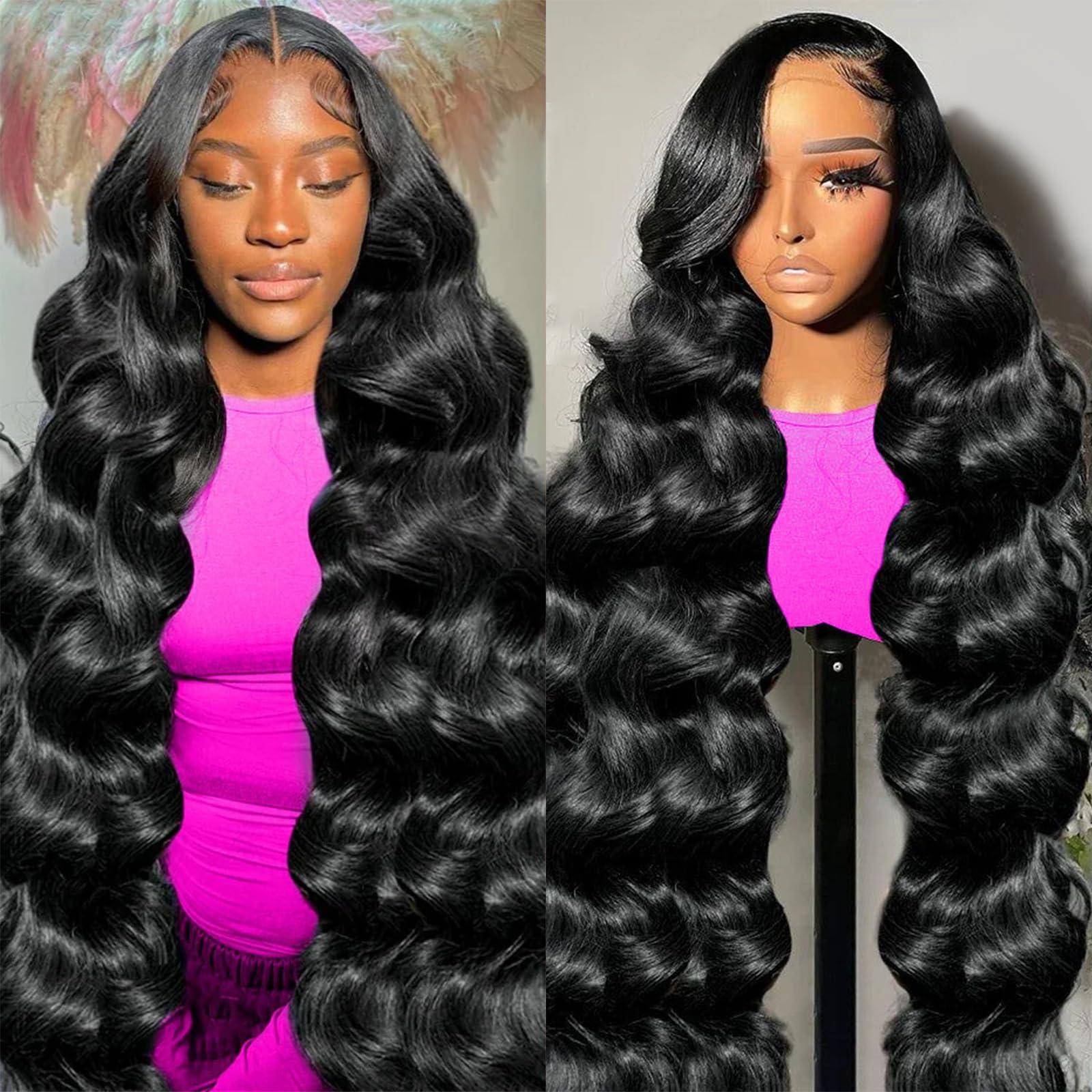 WXG 26 Inch 13x6 Body Wave Lace Front Wigs Human Hair Pre Plucked HD Transparent Lace Frontal Glueless Wigs Human Hair with Baby Hair for Women