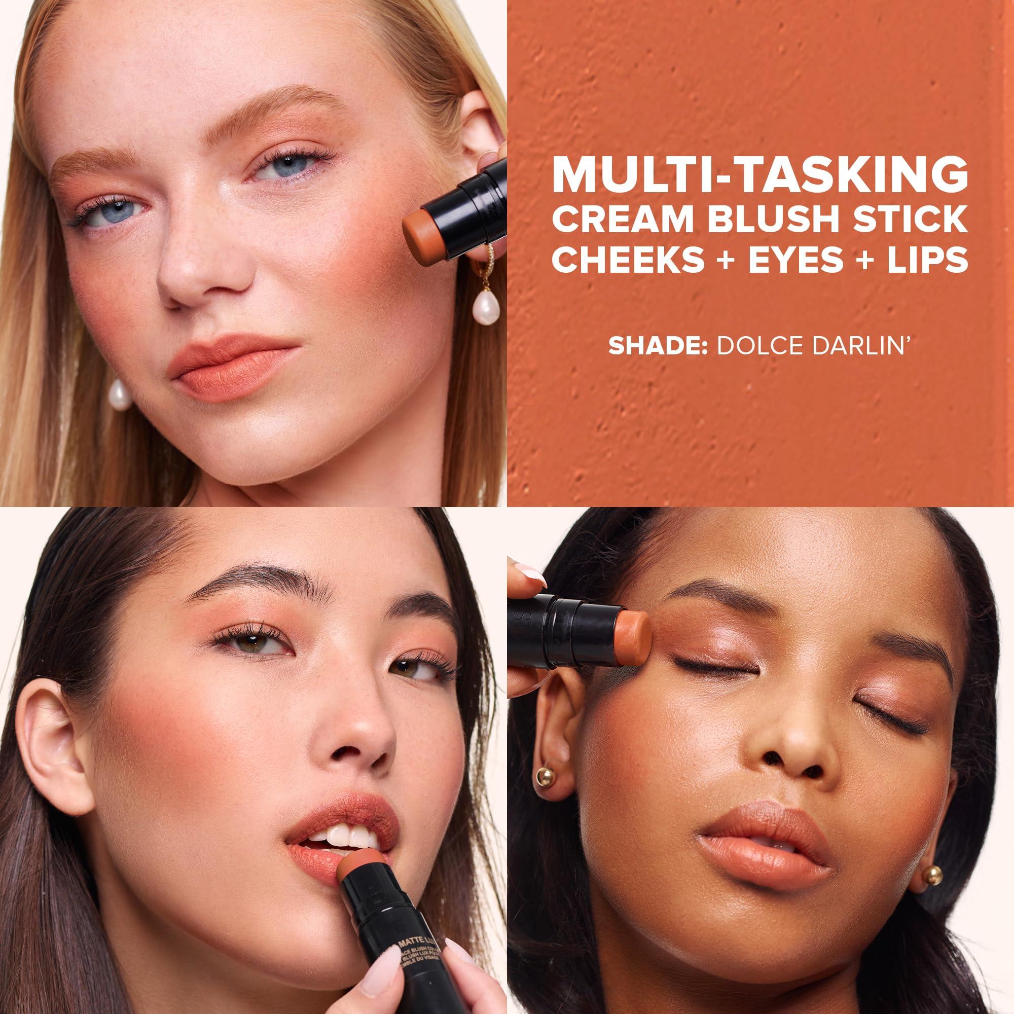 Nudestix Nudestix Nudies Matte Lux Cream Blush 3-in-1 All Over Face Colour For Cheeks Eyes and Lips w/Blending Blush (Dolce Darlin\')