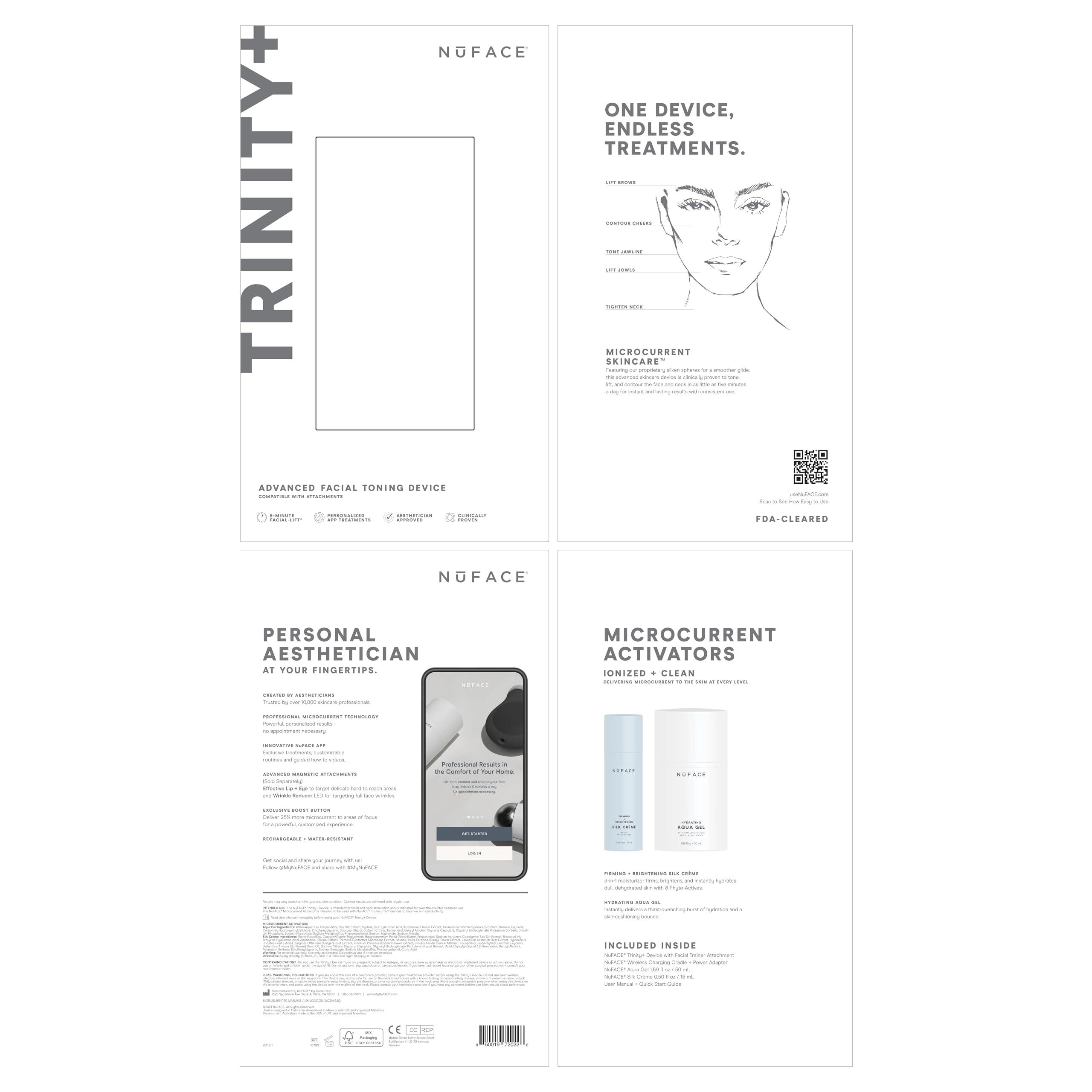 NuFACE NuFACE Trinity+ Microcurrent Facial Device Kit - FDA Cleared Face Sculpting & Neck Tightening Device to Contour Cheeks & Brows + Microcurrent Gel Activator, Silk Crme & Brush