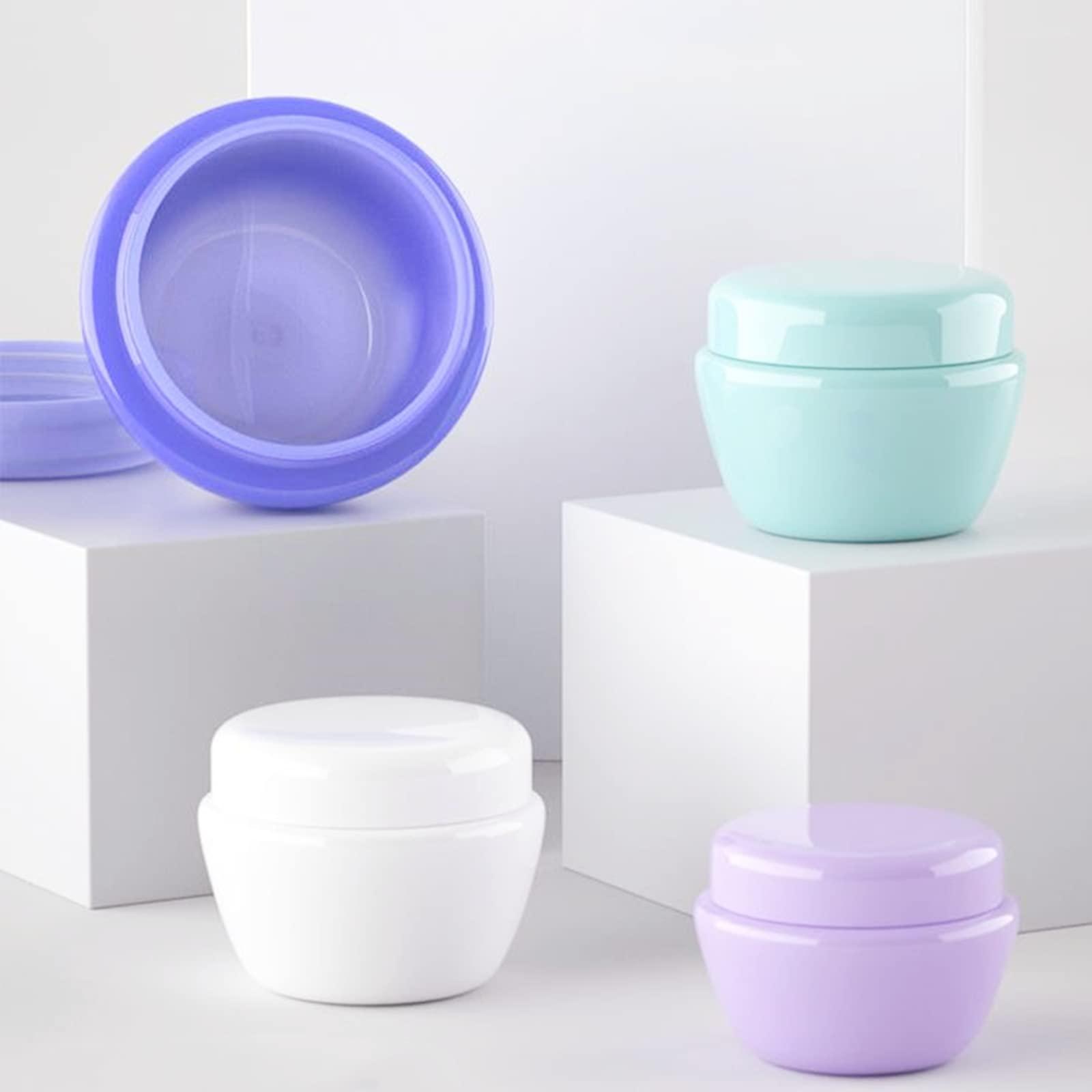 SHUILING Travel Size Containers, 12pcs Empty Plastic Cosmetic Cream Jars Leak-proof with Lids for Cosmetic Makeup Salves Ointments Bead, Sample Jars Travel Accessories for Face Hand Cream (50 Grams,green)