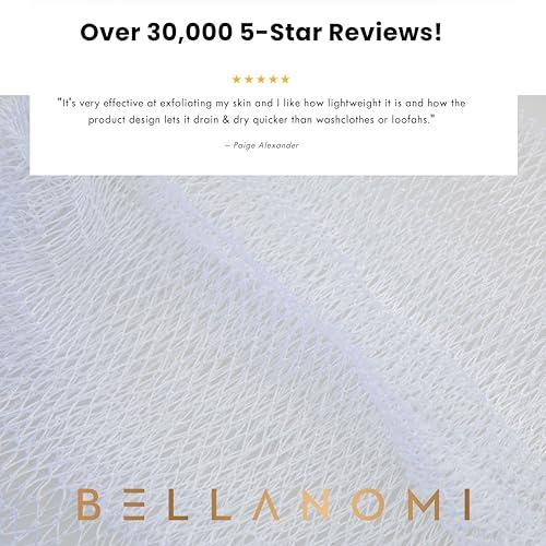 Bellanomi BELLANOMI African Exfoliating Net Sponge, Authentic, Ethically sourced from Nigeria, 45 inches Long, Back Scrubber for Daily use (White)
