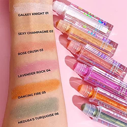 CHIC SHACK CHIC SHACK Glitter Eyeshadow Multifunction Roll-on Highlighter Stick Eye Shimmer Glitter Makeup for Highlighting (Rose Crush 03)