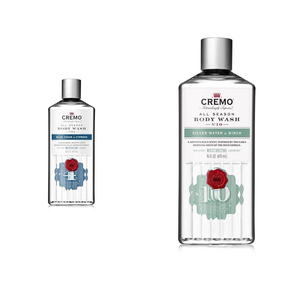 Cremo Cremo Men\'s Body Wash Bundle with Blue Cedar & Cypress Scent 16 Fl Oz and Silver Water & Birch Scent 16 Fl Oz