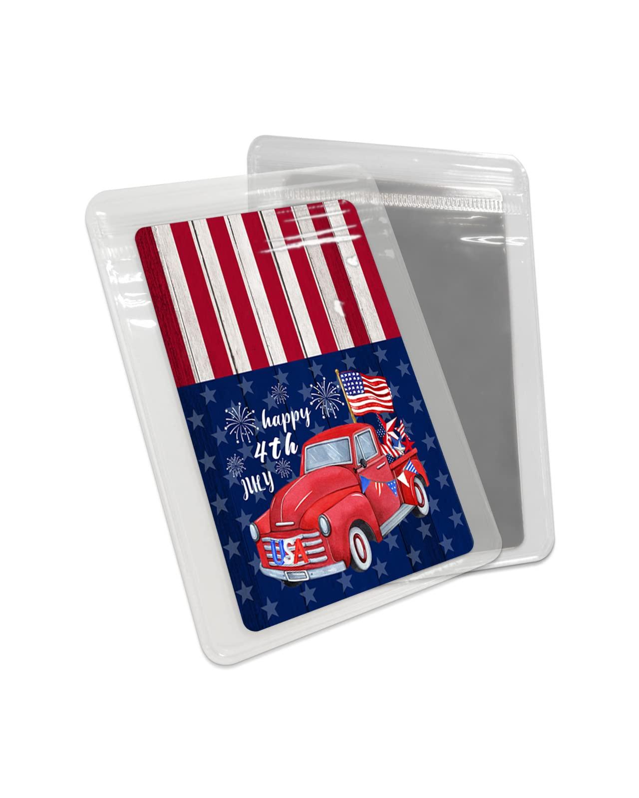 Carosoffe Carosoffe American Flag Star Wood Rustic Small Compact Mirror for Purse, American Flag Star Wood Rustic Travel Makeup Mirror for Women Men, Rectangular Handheld Compact Pocket Mirror 2 PCS