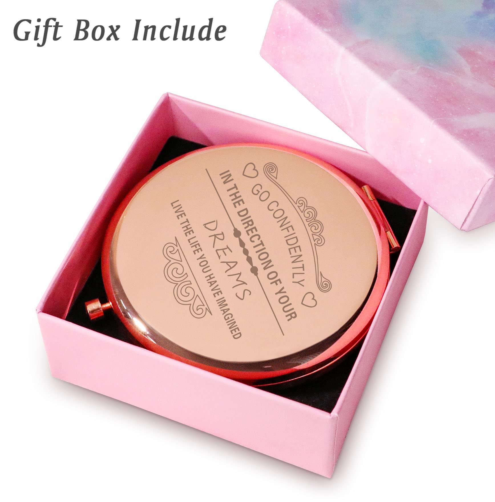 MLLXX MLLXX Personalized Compact Mirrors Basket Stuffers, Inspirational Gifts for Women Girls Her Friends Niece Daughter Sister Wife Mom Graduates Nurse, Unique Present for Birthday Galentines