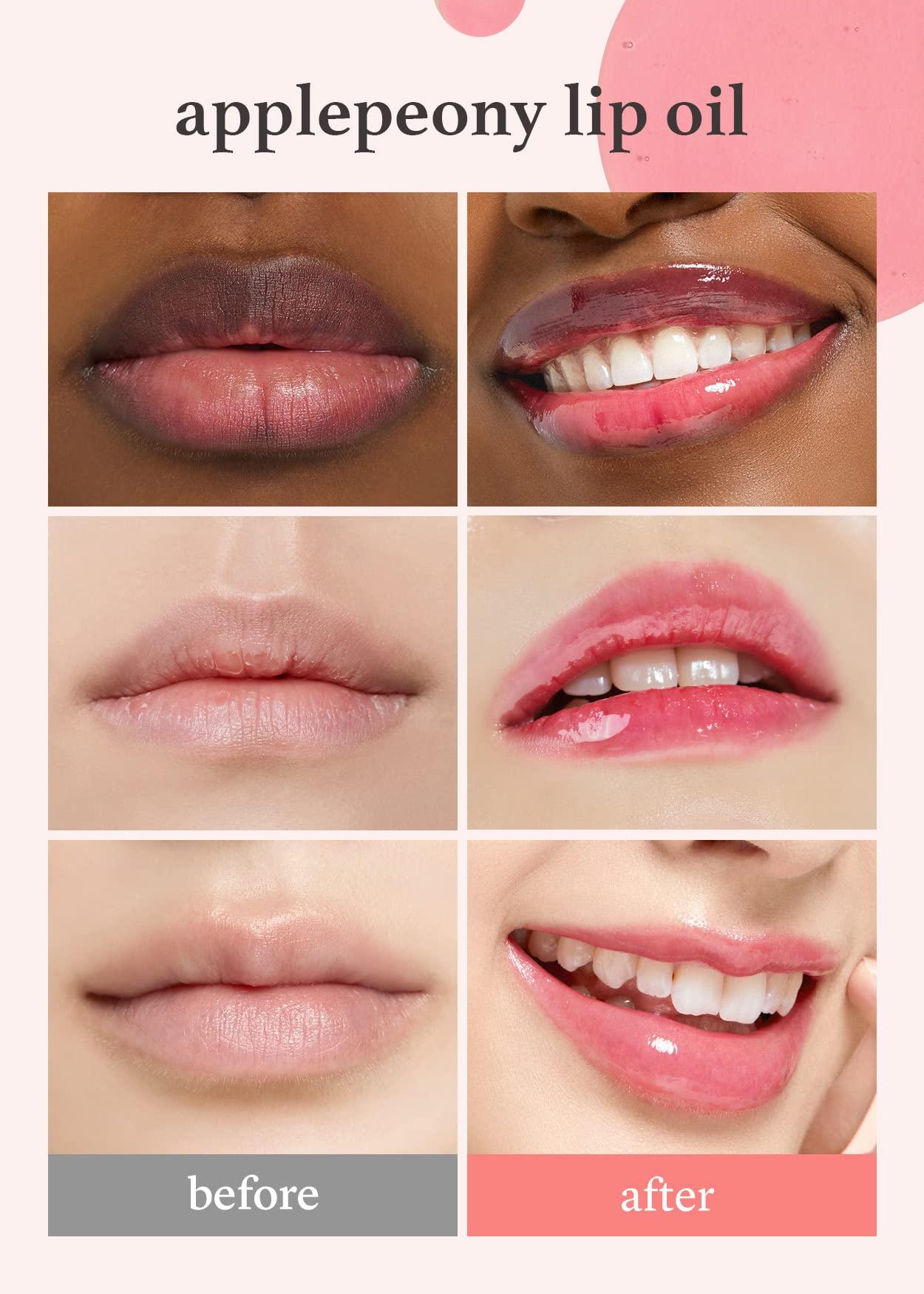 NOONI NOONI Korean Vegan Lip Oil - Applepeony | Long-Lasting, Moisturizing, Plumping, Revitalizing for Dry Lips, Waterproof, No Peel Off, Korean Tint, 0.12 FL Oz