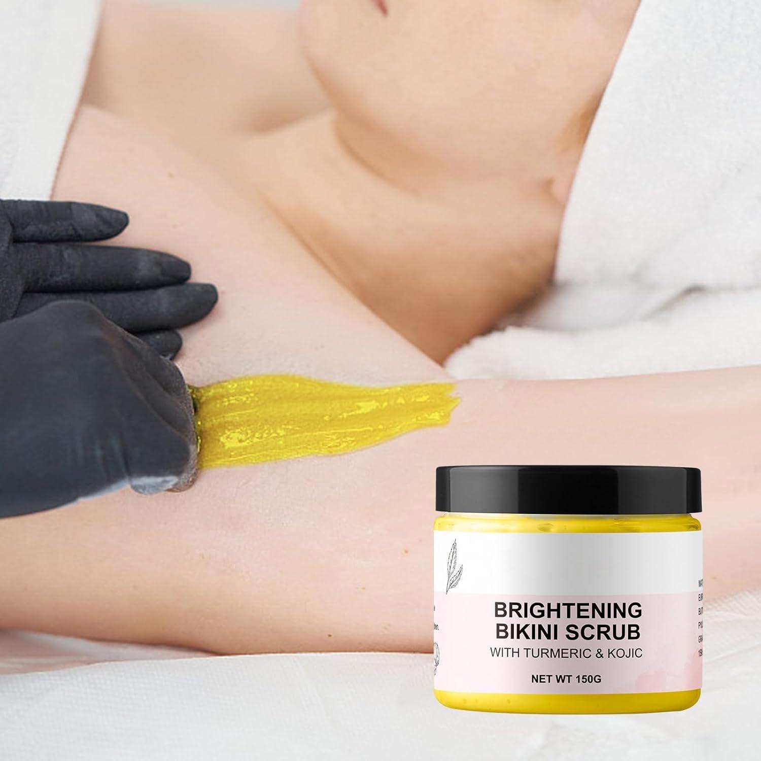 YAFUSIPE Bikini Area Exfoliator Exfoliating Body Scrub Turmeric Scrubs Kojic Bump Eraser KP Body Exfoliant Ingrown Hair Treatment Body Scrubs for Inner Thighs Bikini Line Intimate Area Armpit 5.29OZ